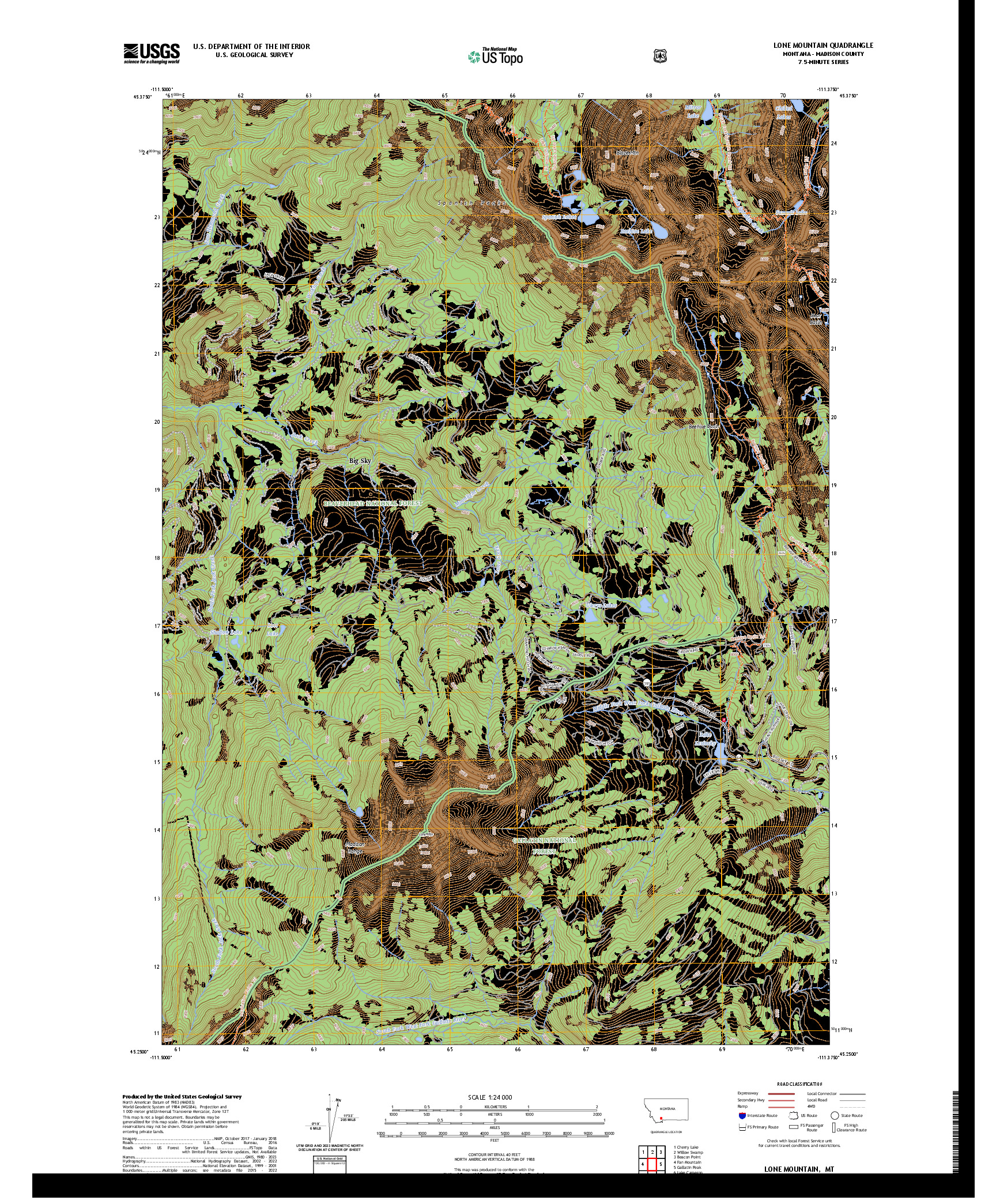 US TOPO 7.5-MINUTE MAP FOR LONE MOUNTAIN, MT
