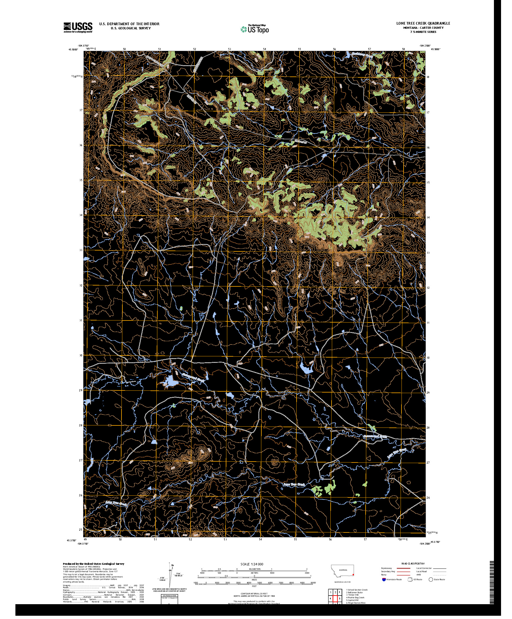 US TOPO 7.5-MINUTE MAP FOR LONE TREE CREEK, MT
