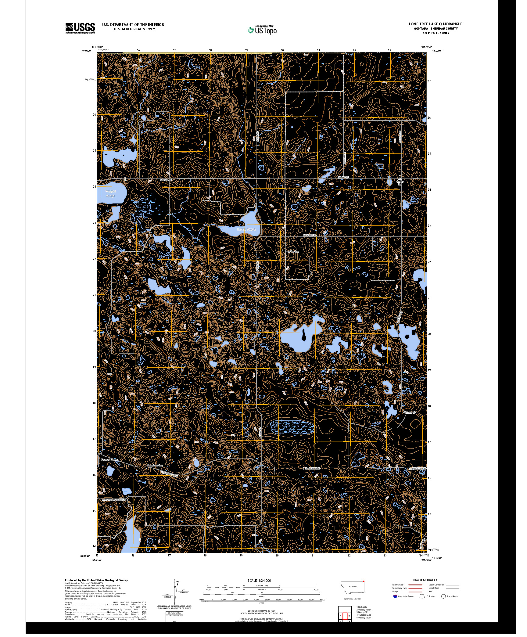 US TOPO 7.5-MINUTE MAP FOR LONE TREE LAKE, MT,SK