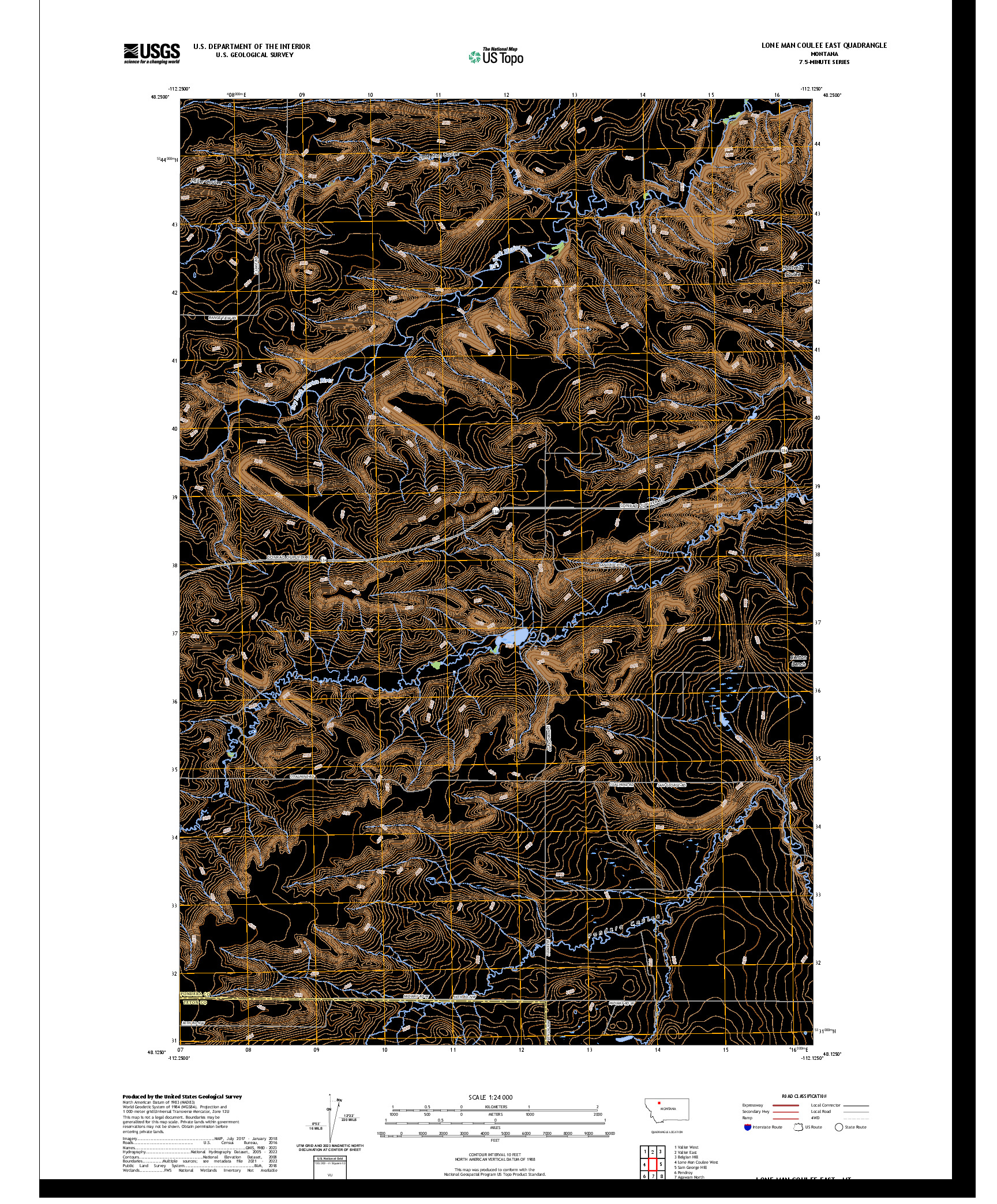 US TOPO 7.5-MINUTE MAP FOR LONE MAN COULEE EAST, MT