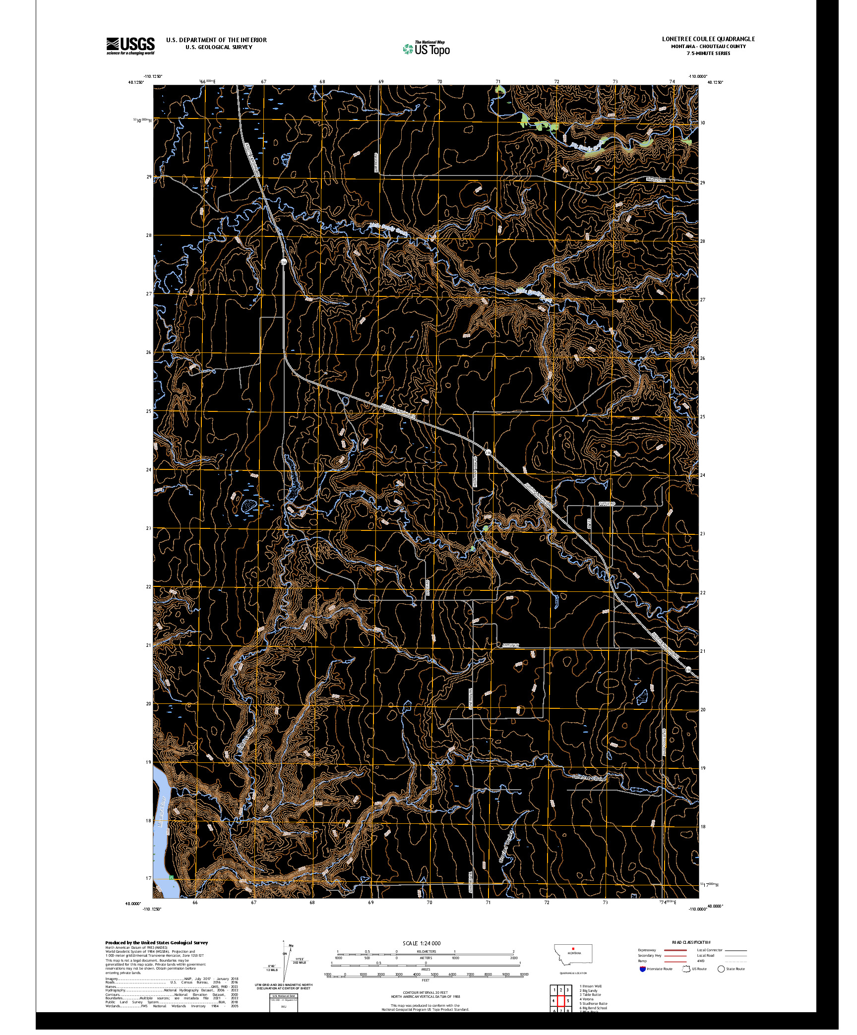 US TOPO 7.5-MINUTE MAP FOR LONETREE COULEE, MT