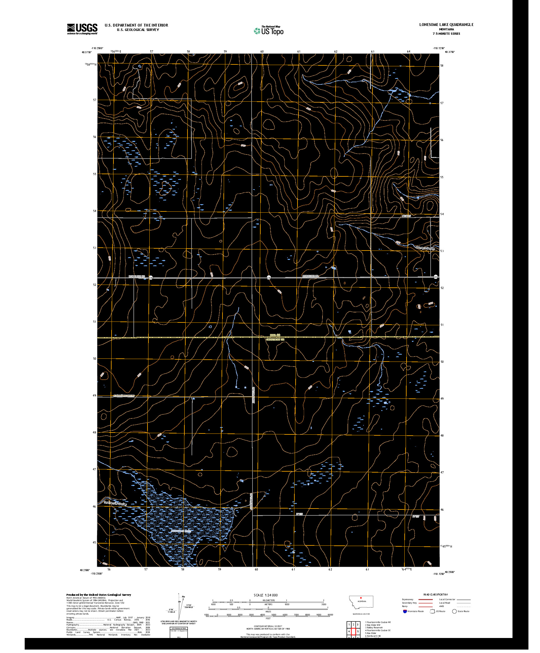 US TOPO 7.5-MINUTE MAP FOR LONESOME LAKE, MT