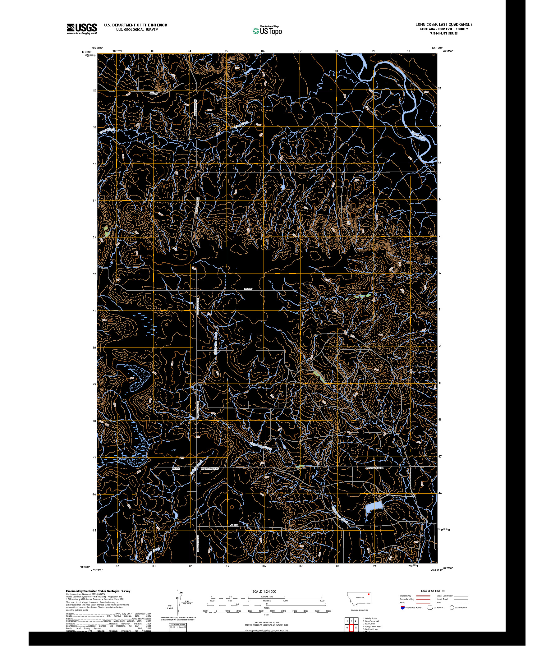 US TOPO 7.5-MINUTE MAP FOR LONG CREEK EAST, MT