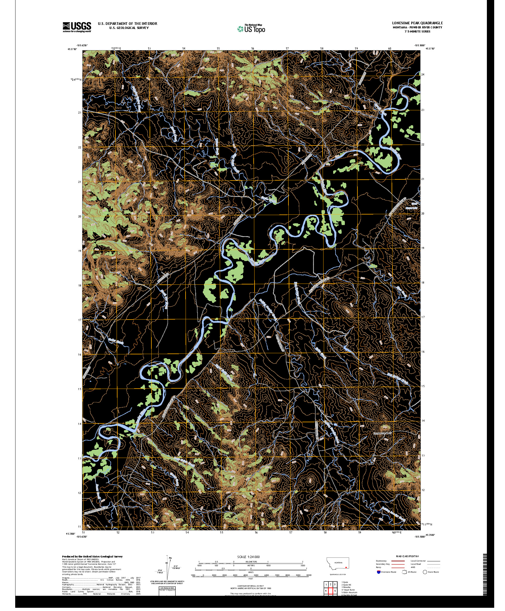 US TOPO 7.5-MINUTE MAP FOR LONESOME PEAK, MT