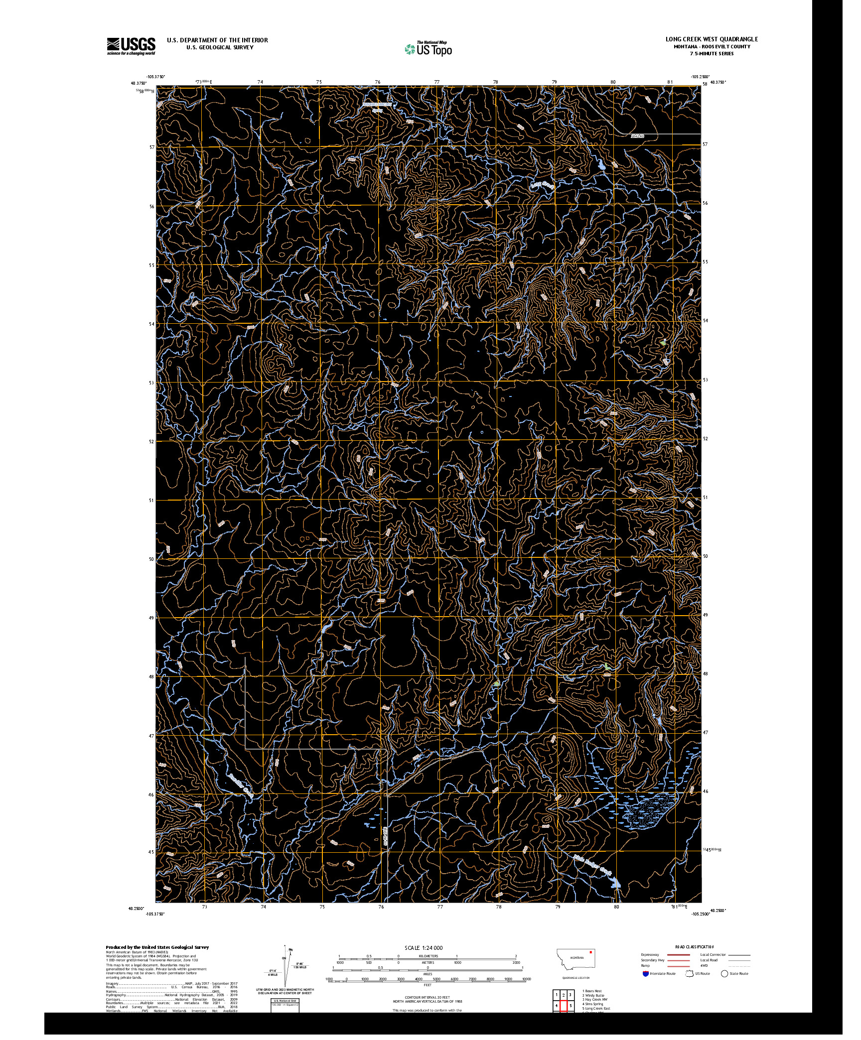 US TOPO 7.5-MINUTE MAP FOR LONG CREEK WEST, MT