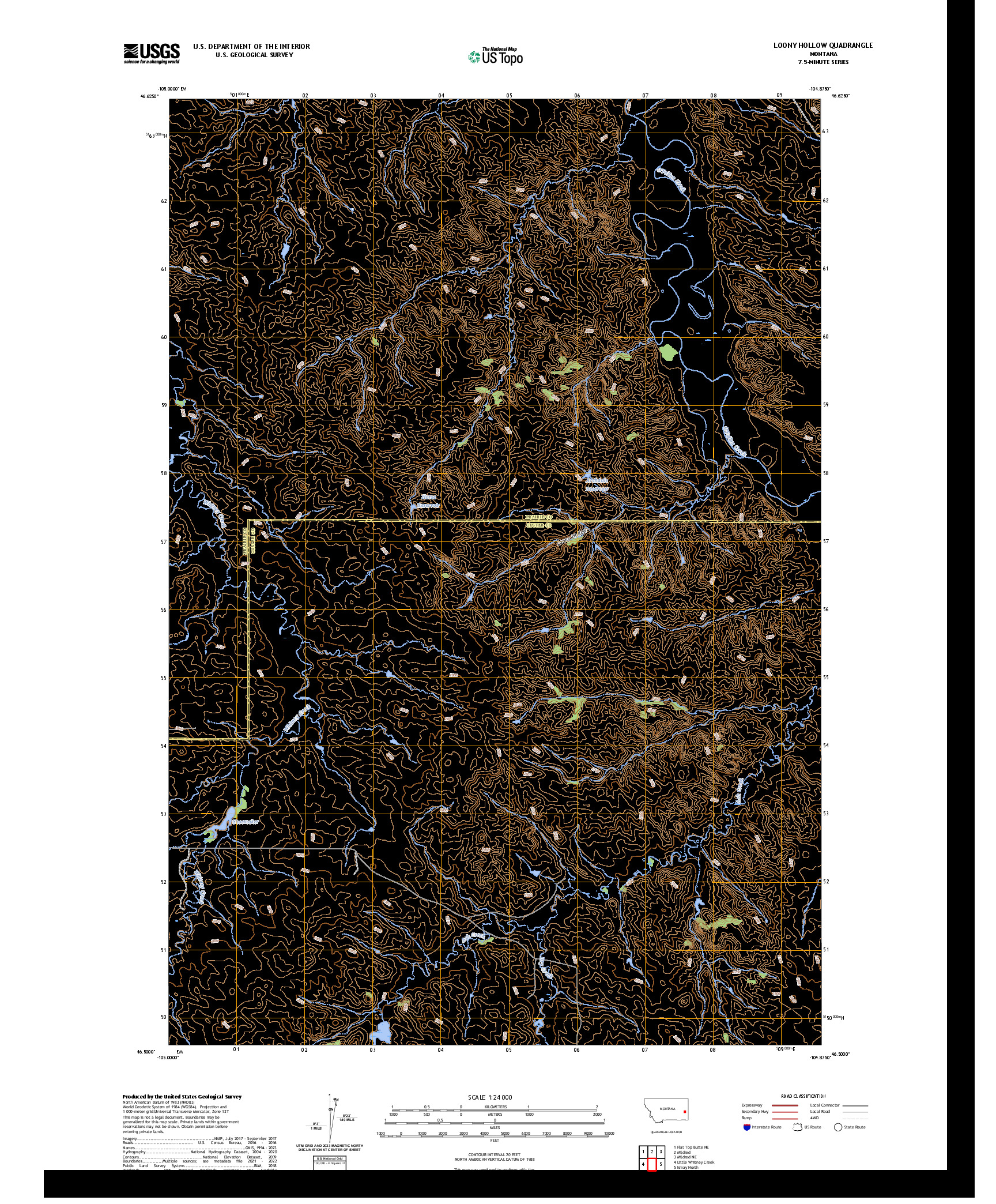 US TOPO 7.5-MINUTE MAP FOR LOONY HOLLOW, MT