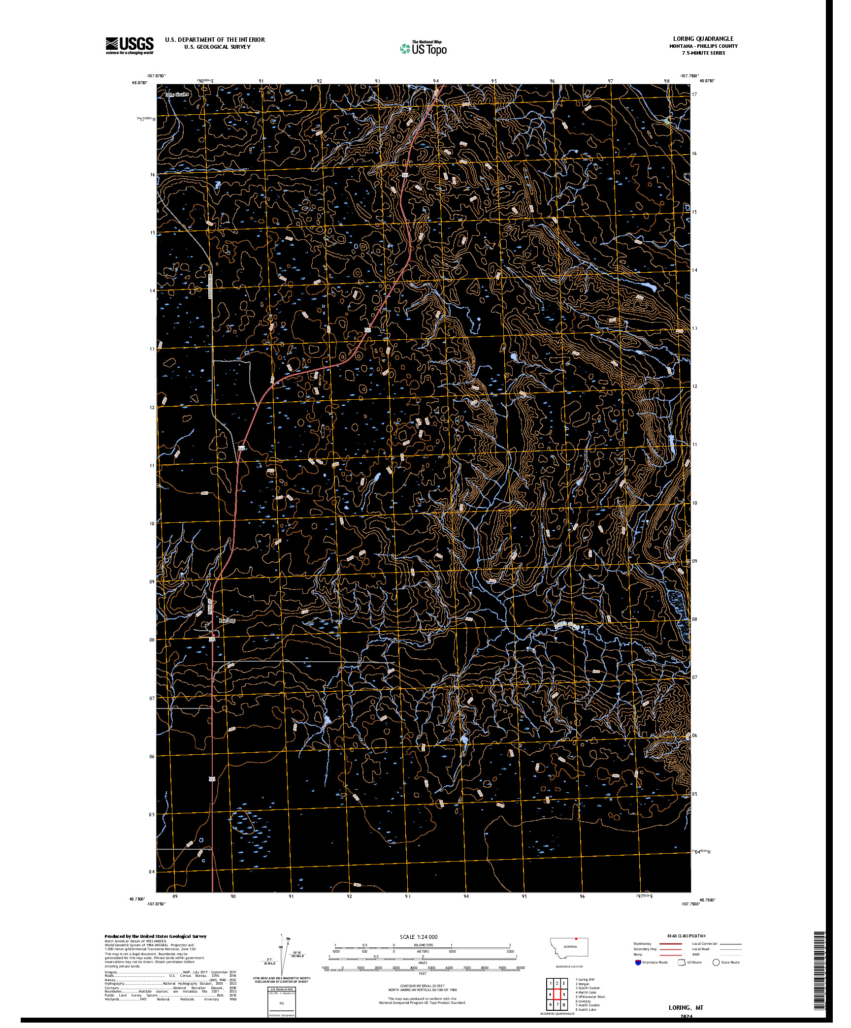 US TOPO 7.5-MINUTE MAP FOR LORING, MT