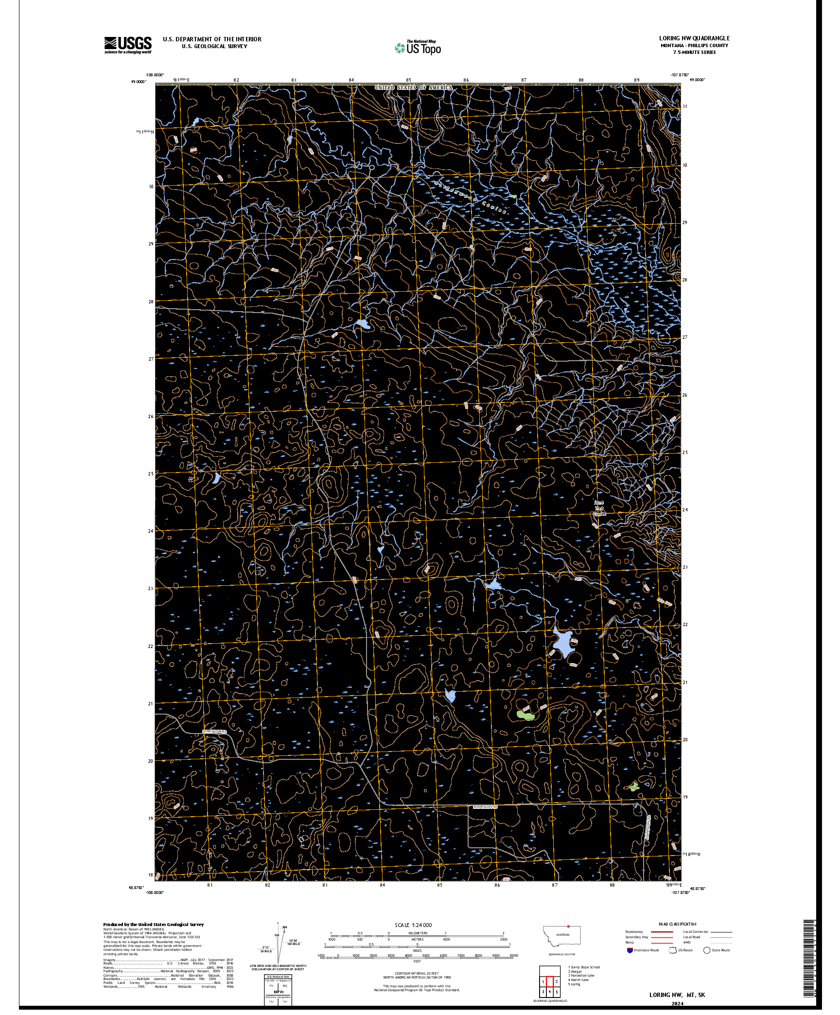 US TOPO 7.5-MINUTE MAP FOR LORING NW, MT,SK