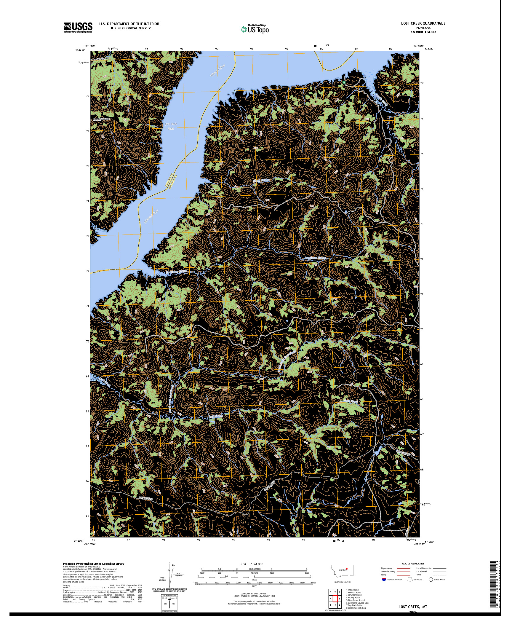 US TOPO 7.5-MINUTE MAP FOR LOST CREEK, MT