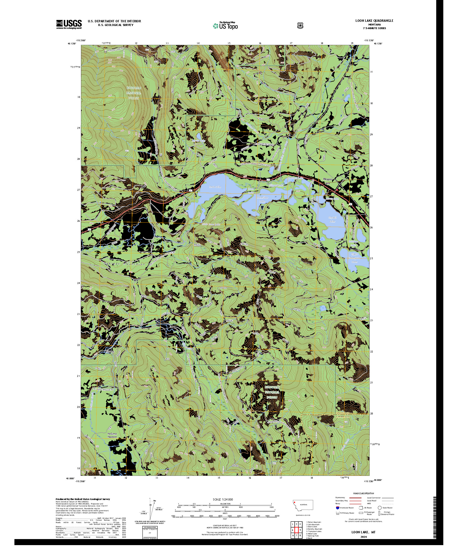 US TOPO 7.5-MINUTE MAP FOR LOON LAKE, MT