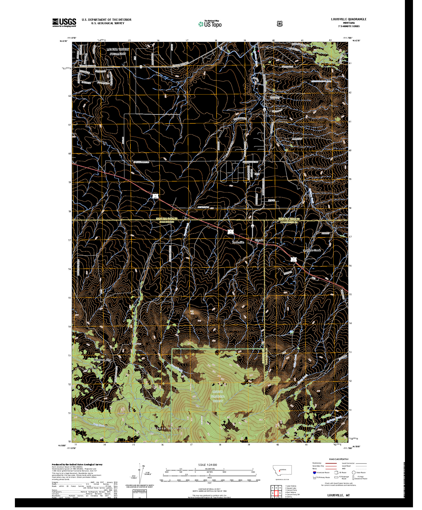 US TOPO 7.5-MINUTE MAP FOR LOUISVILLE, MT