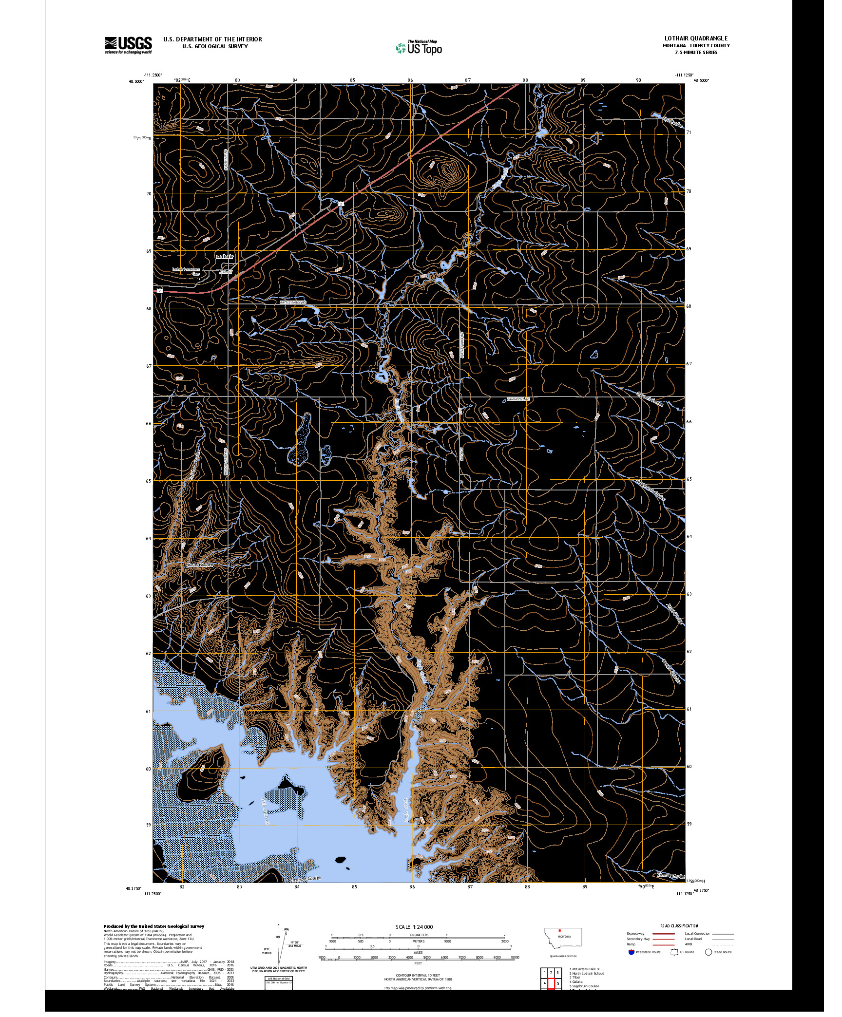 US TOPO 7.5-MINUTE MAP FOR LOTHAIR, MT
