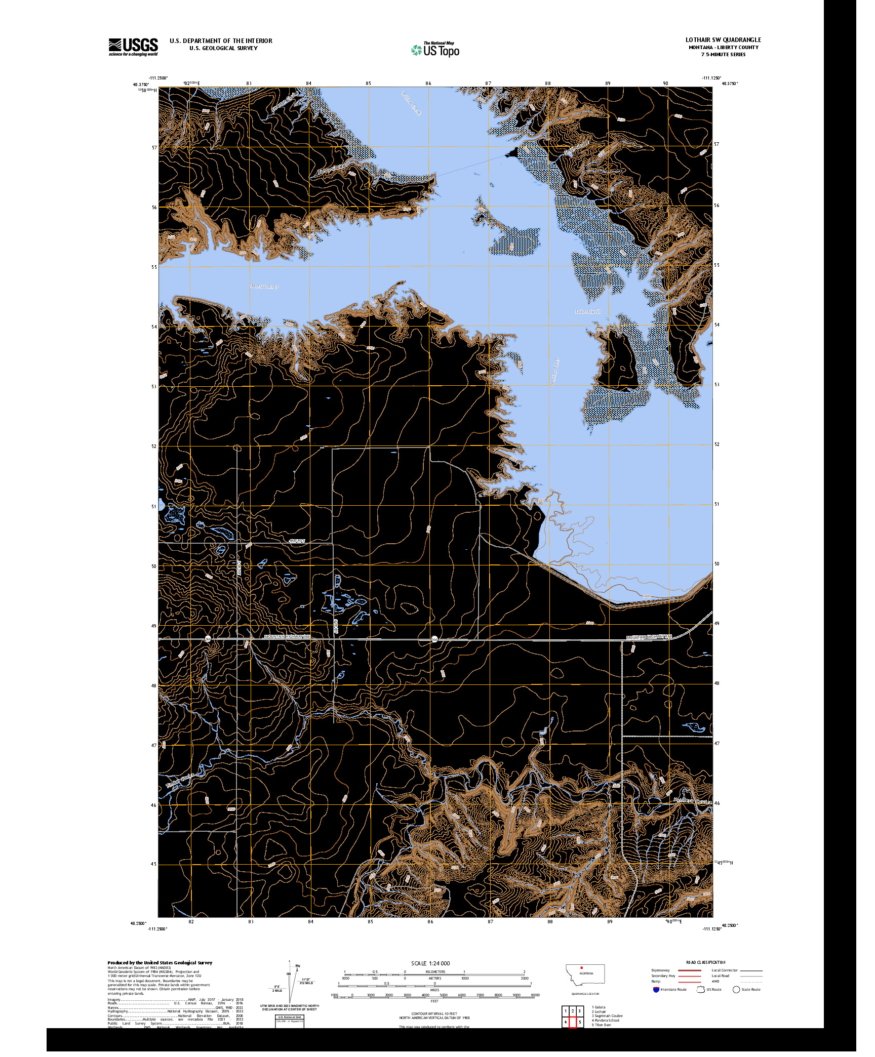 US TOPO 7.5-MINUTE MAP FOR LOTHAIR SW, MT