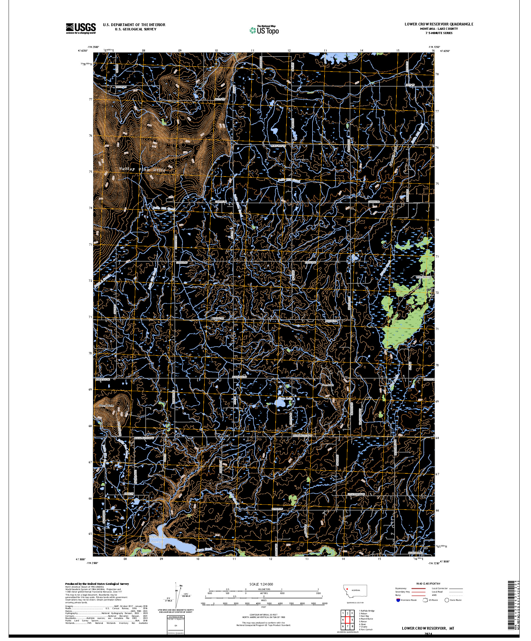 US TOPO 7.5-MINUTE MAP FOR LOWER CROW RESERVOIR, MT