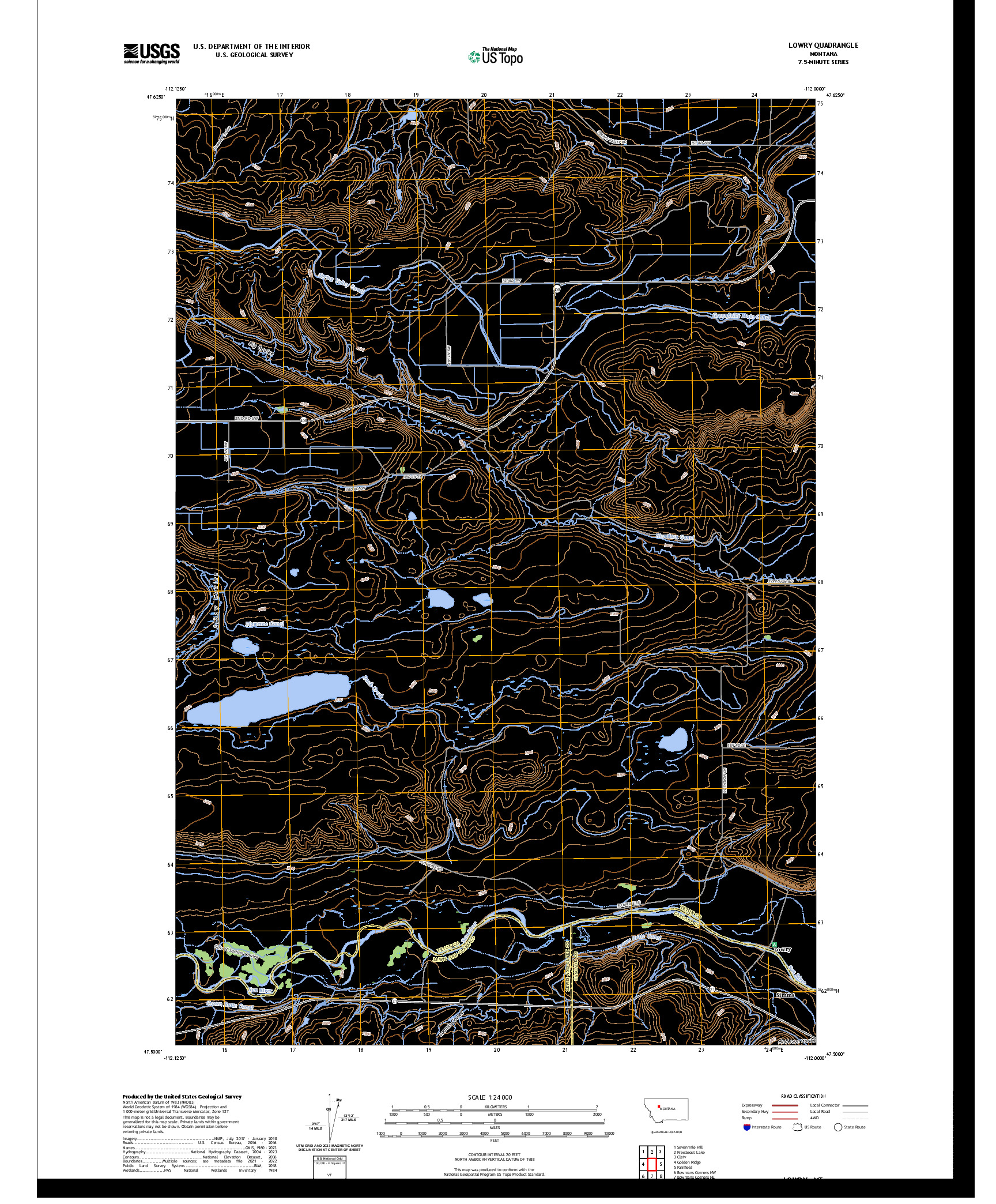 US TOPO 7.5-MINUTE MAP FOR LOWRY, MT
