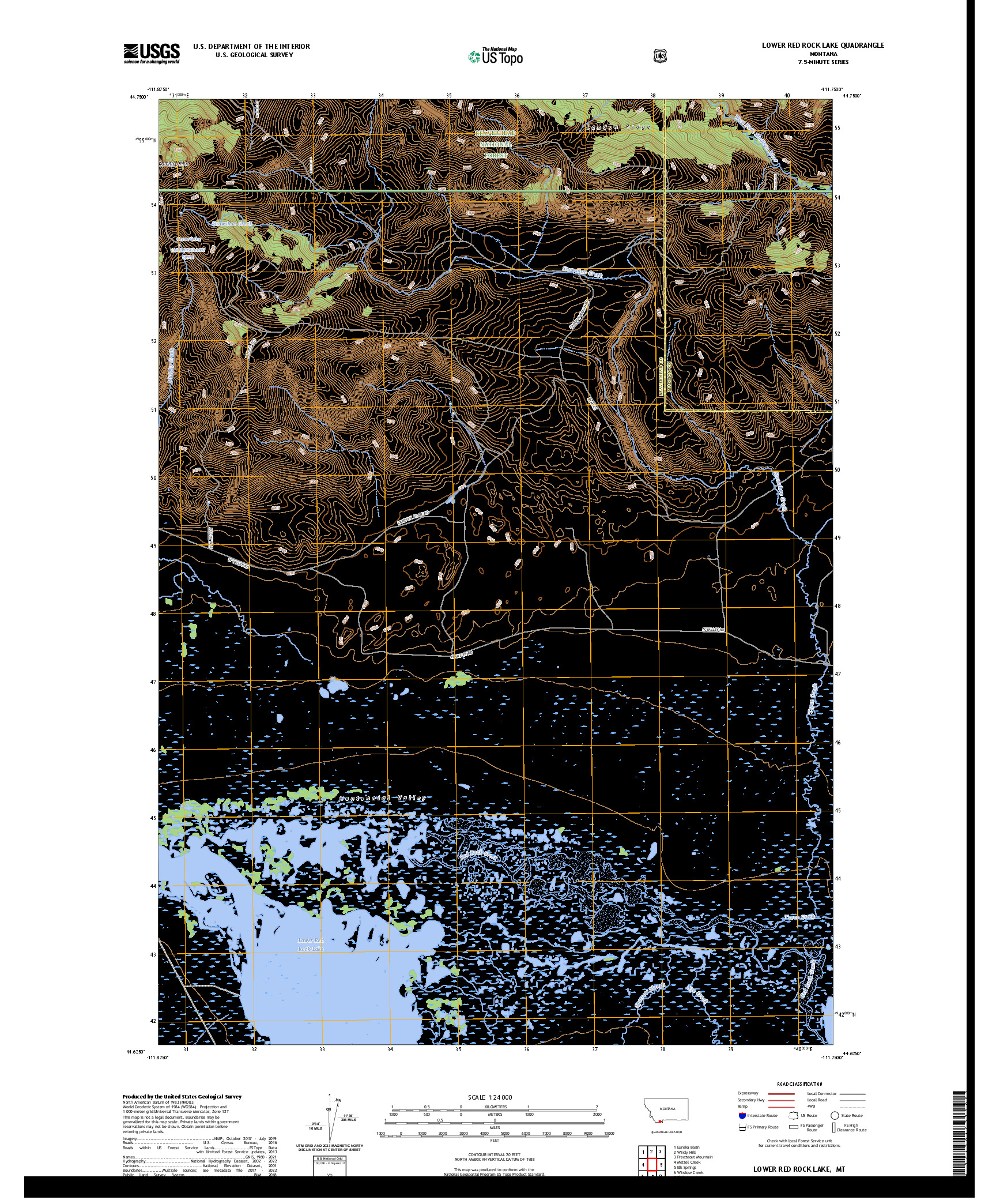 US TOPO 7.5-MINUTE MAP FOR LOWER RED ROCK LAKE, MT