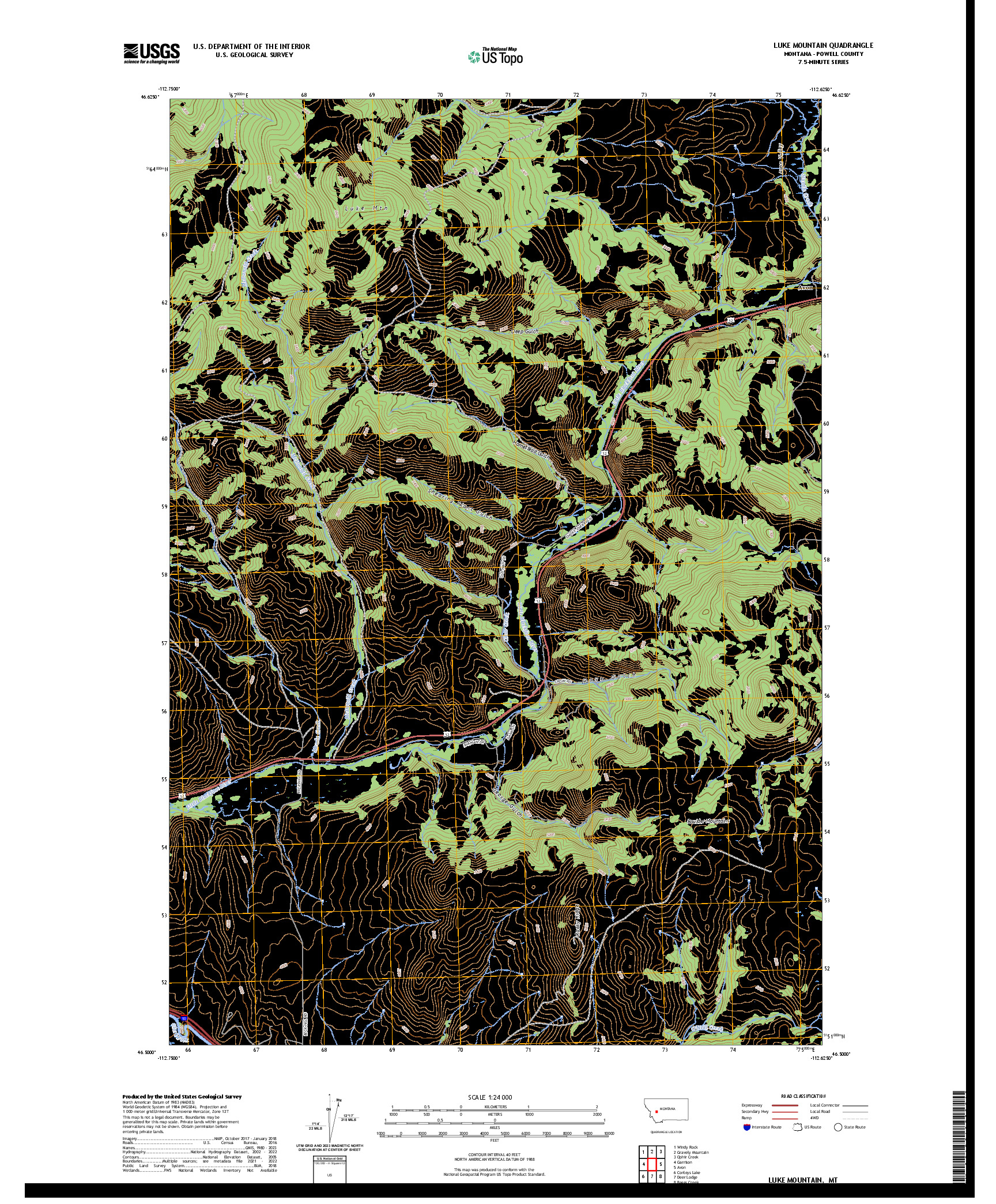 US TOPO 7.5-MINUTE MAP FOR LUKE MOUNTAIN, MT