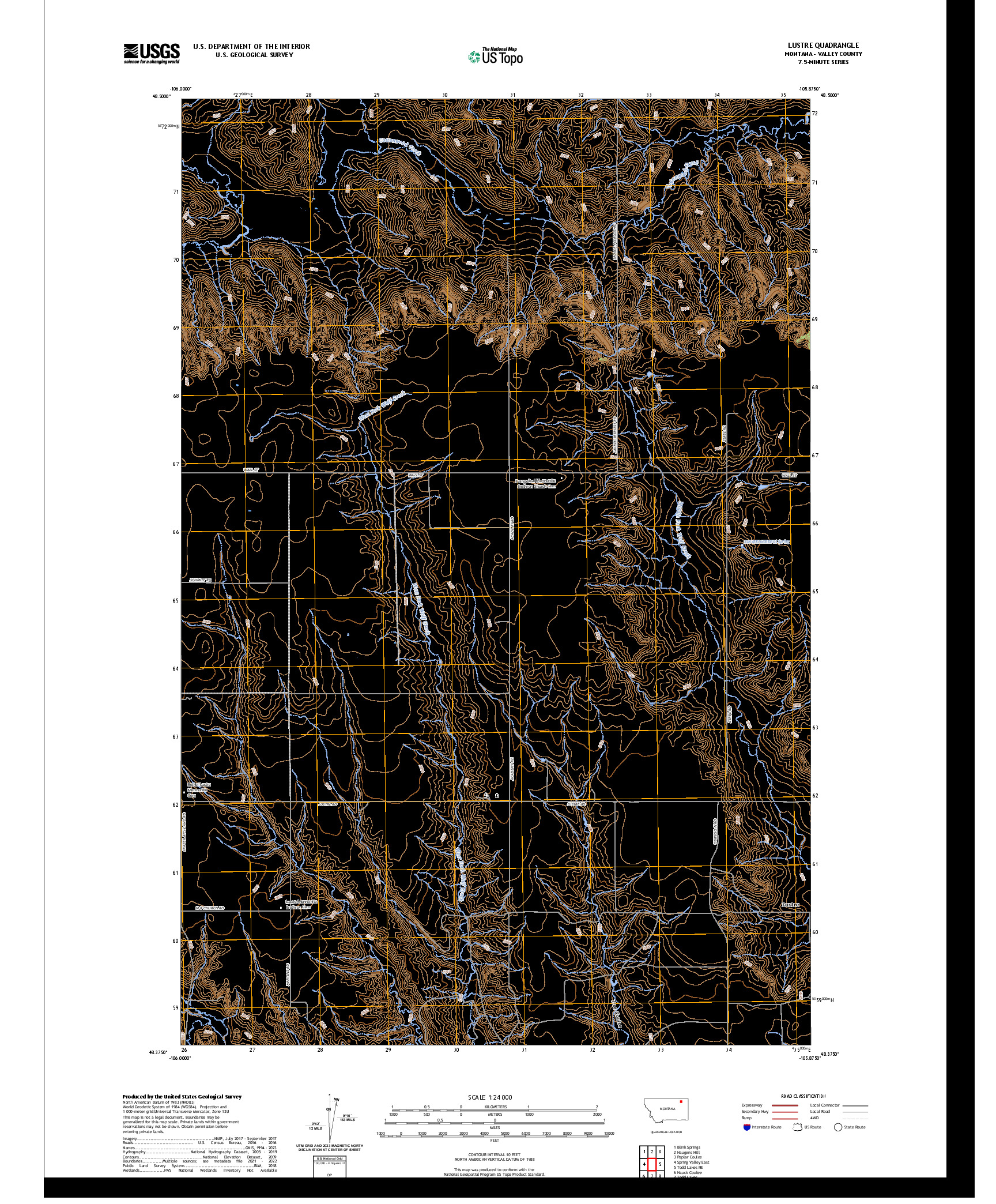 US TOPO 7.5-MINUTE MAP FOR LUSTRE, MT