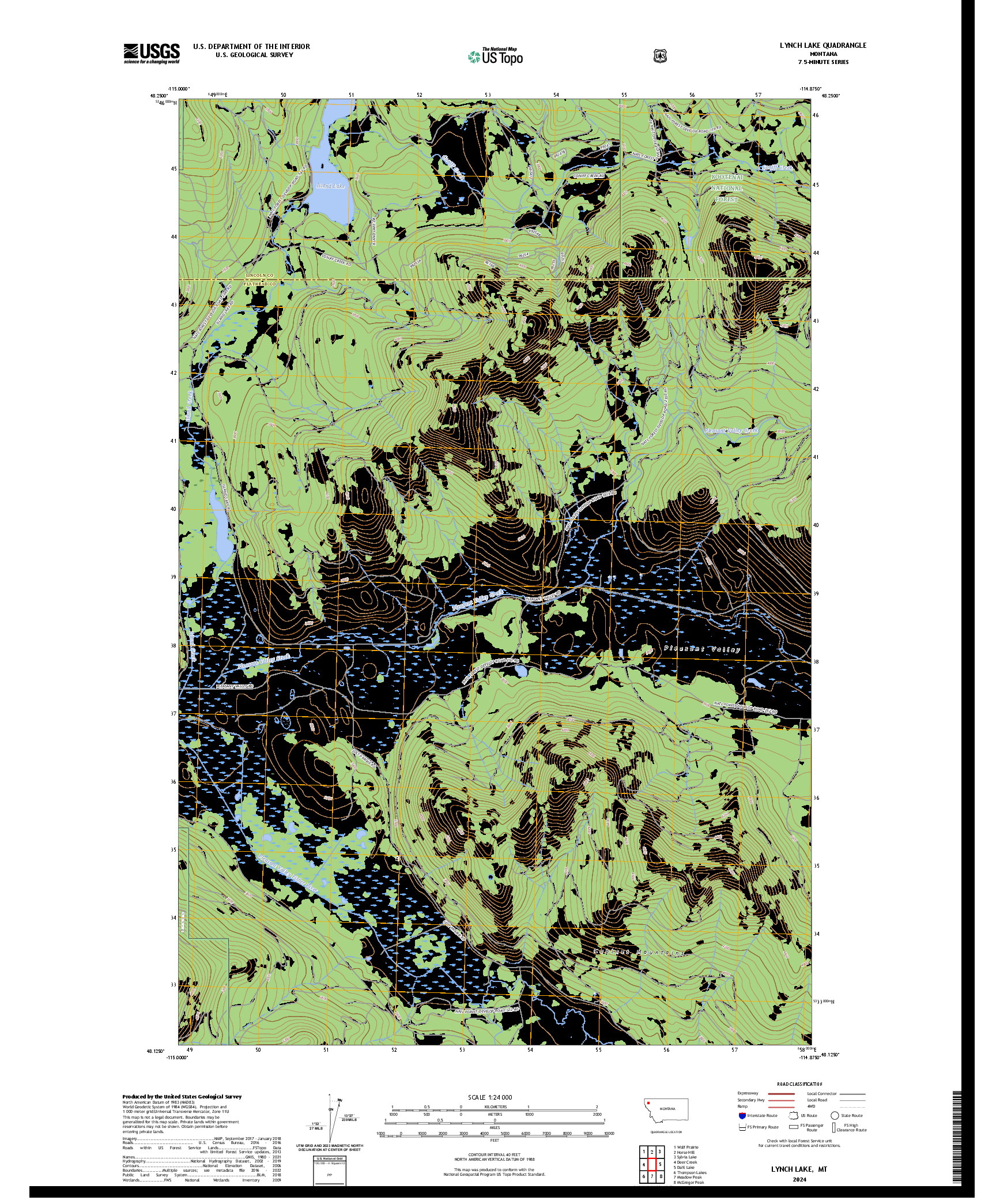 US TOPO 7.5-MINUTE MAP FOR LYNCH LAKE, MT