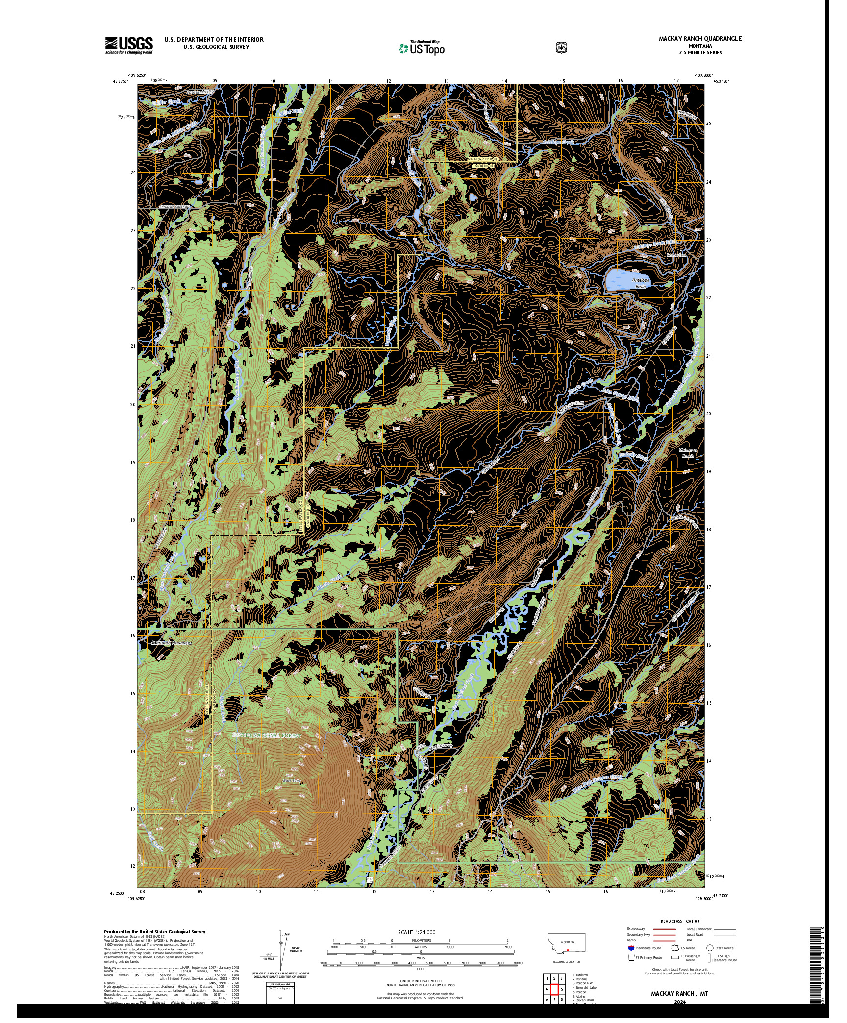 US TOPO 7.5-MINUTE MAP FOR MACKAY RANCH, MT