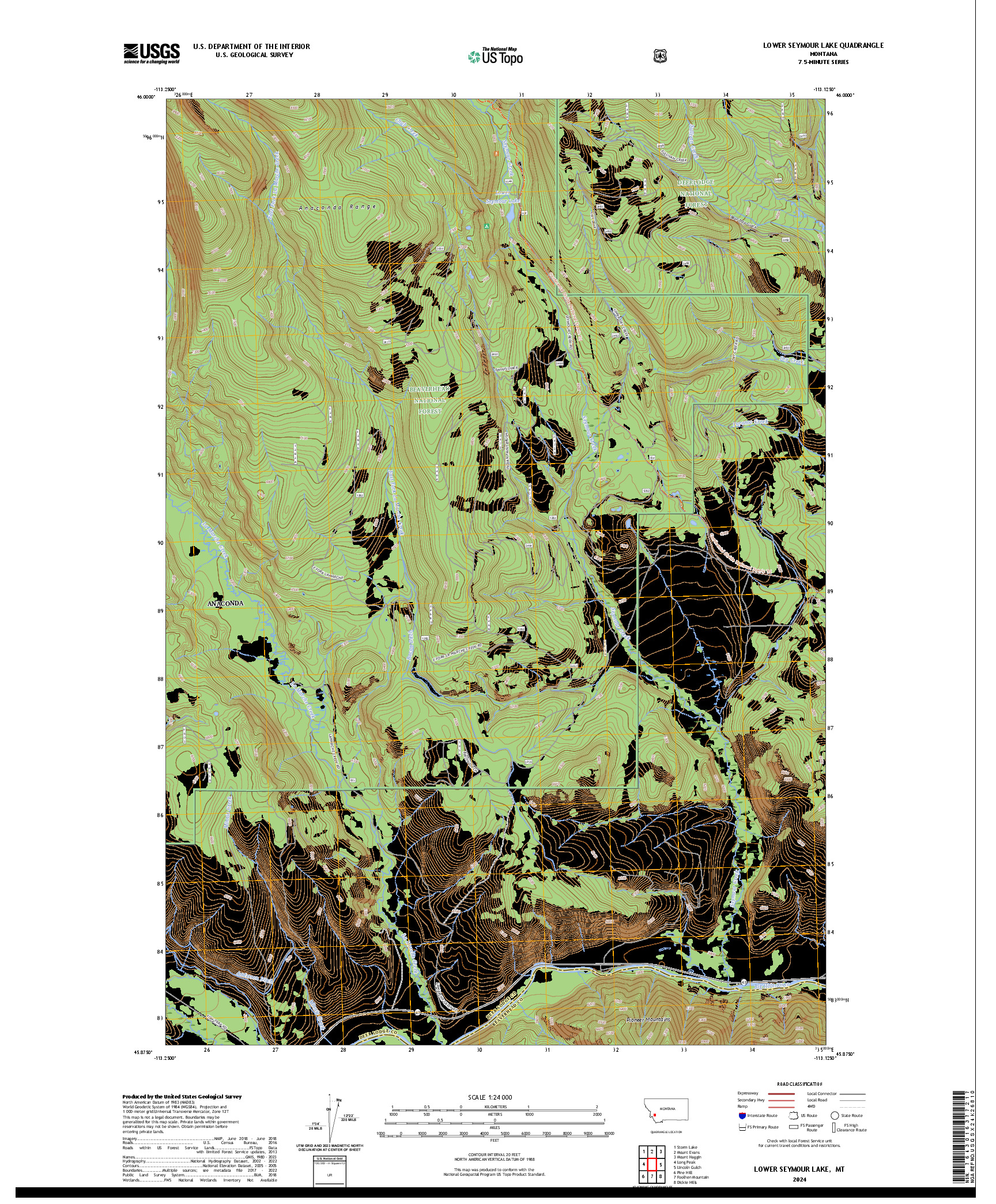 US TOPO 7.5-MINUTE MAP FOR LOWER SEYMOUR LAKE, MT