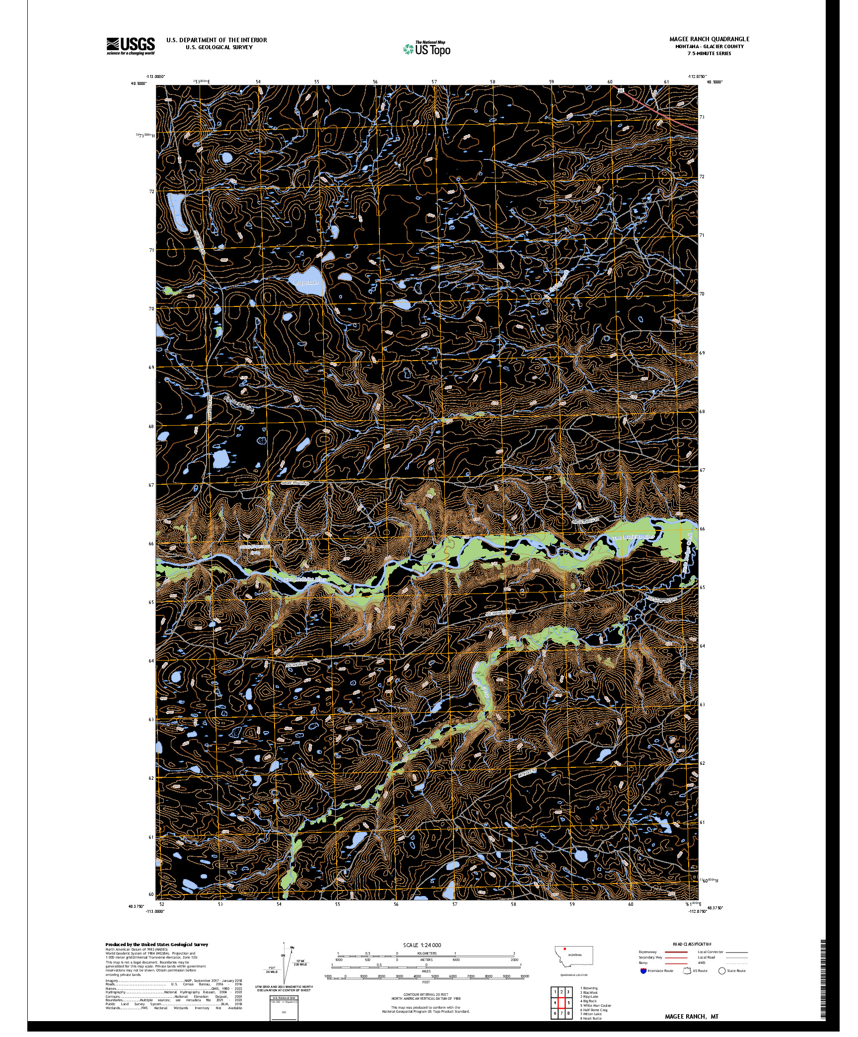 US TOPO 7.5-MINUTE MAP FOR MAGEE RANCH, MT