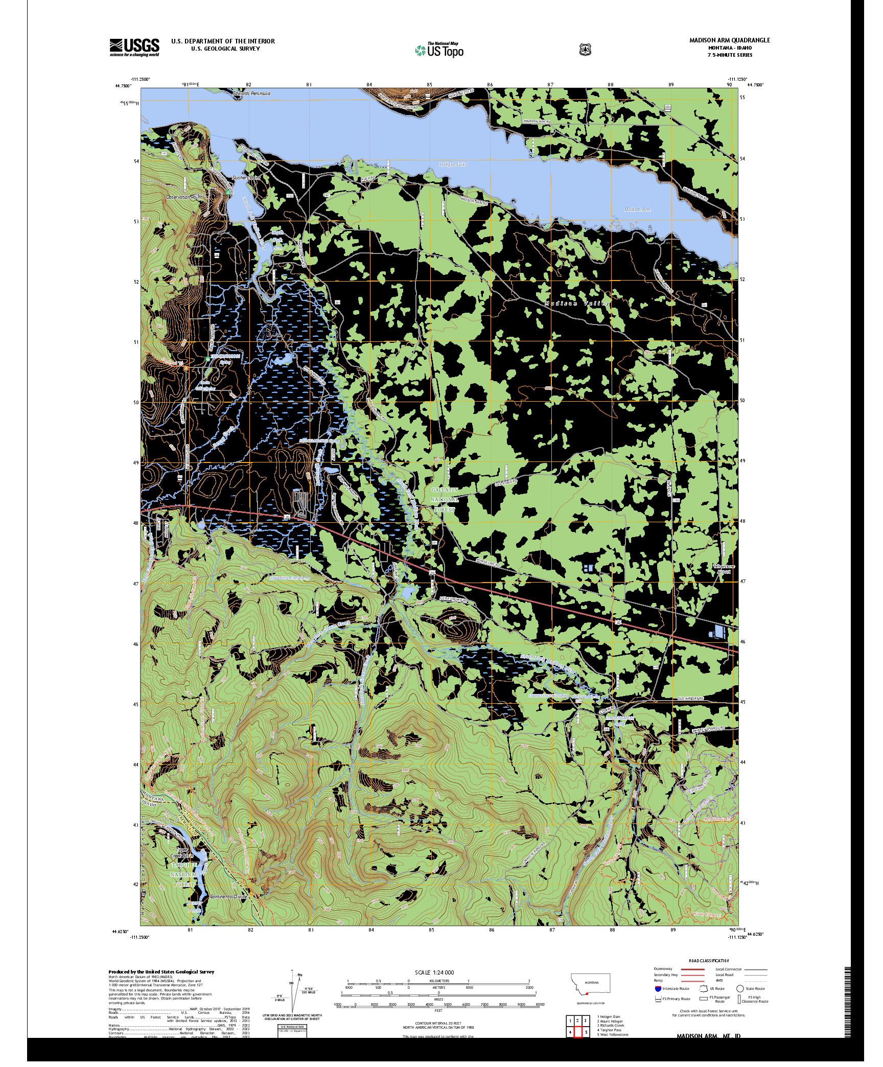 US TOPO 7.5-MINUTE MAP FOR MADISON ARM, MT,ID