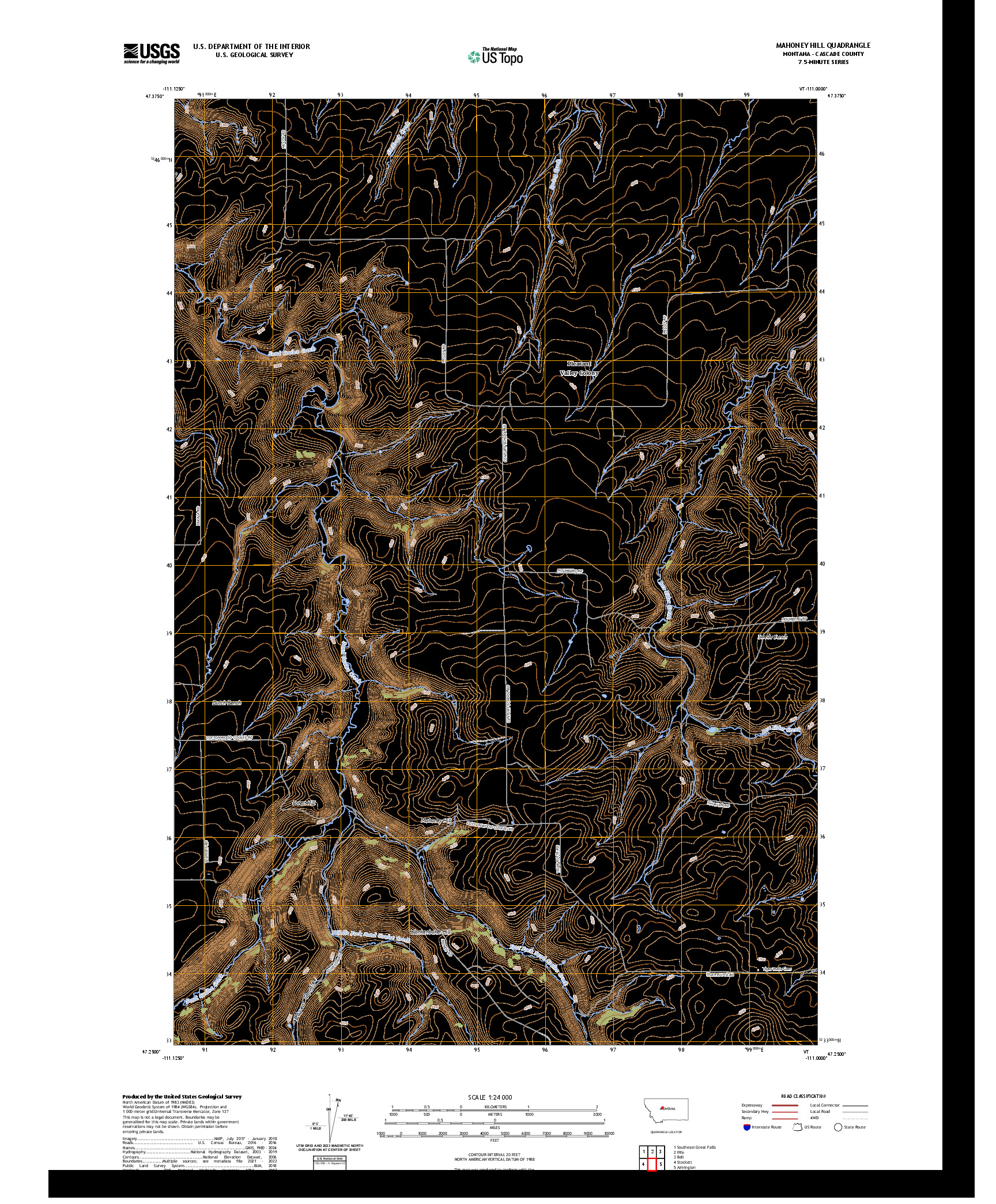 US TOPO 7.5-MINUTE MAP FOR MAHONEY HILL, MT