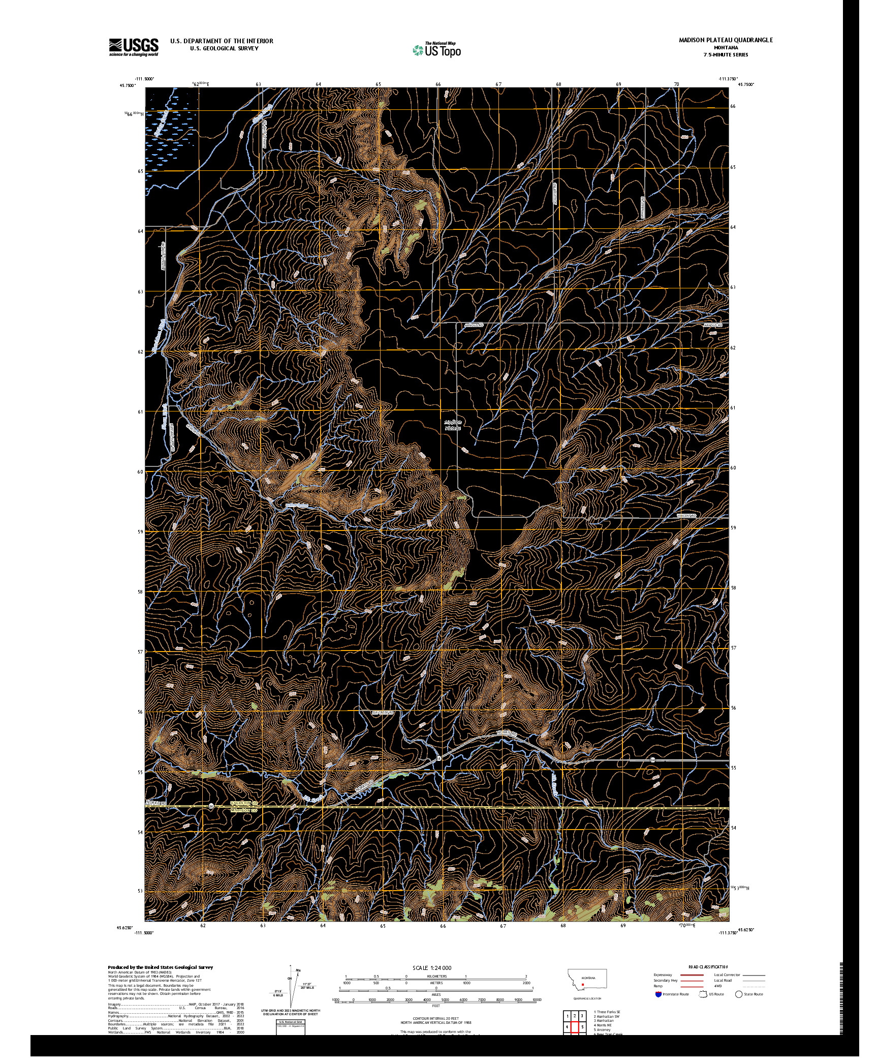 US TOPO 7.5-MINUTE MAP FOR MADISON PLATEAU, MT