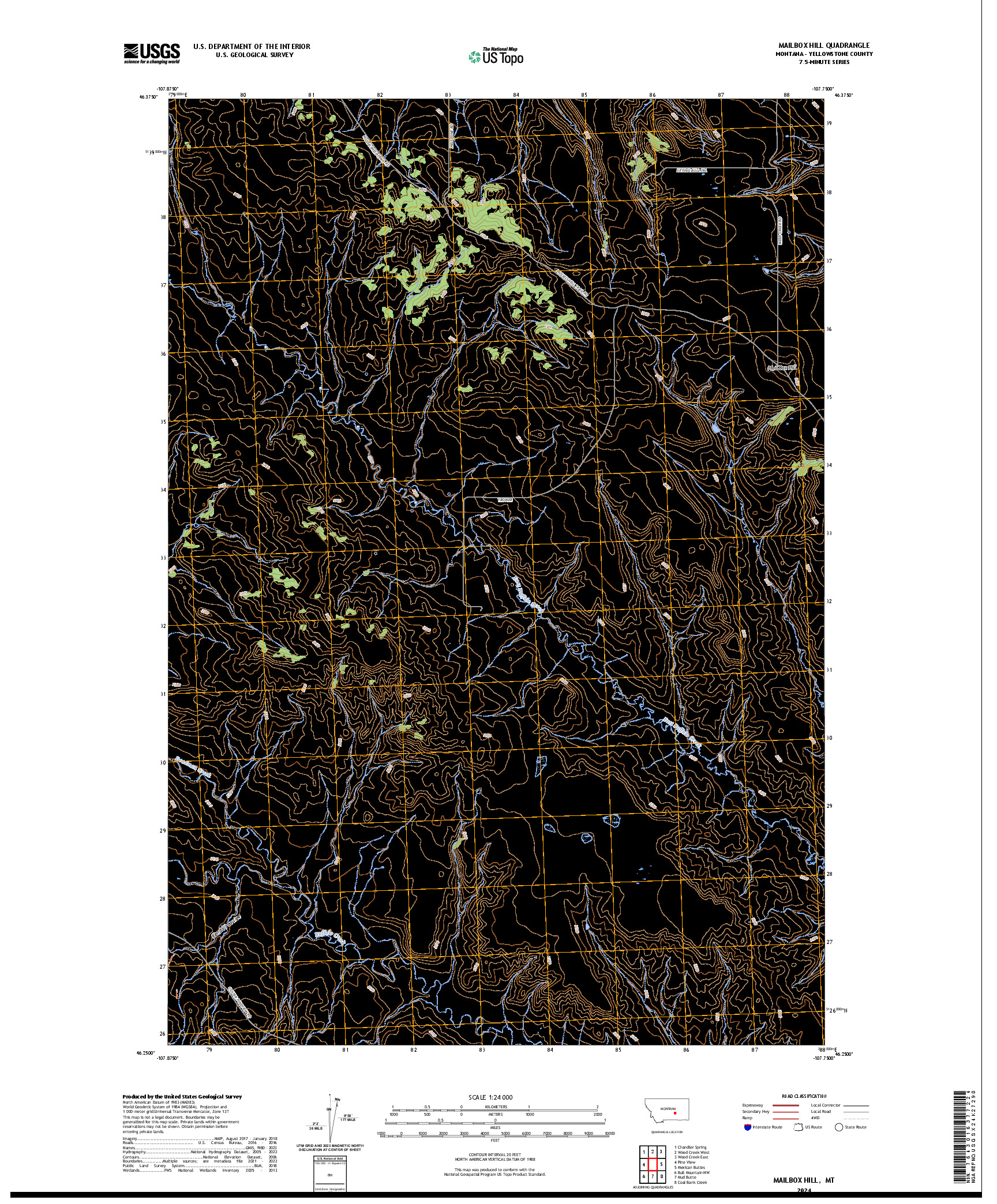 US TOPO 7.5-MINUTE MAP FOR MAILBOX HILL, MT