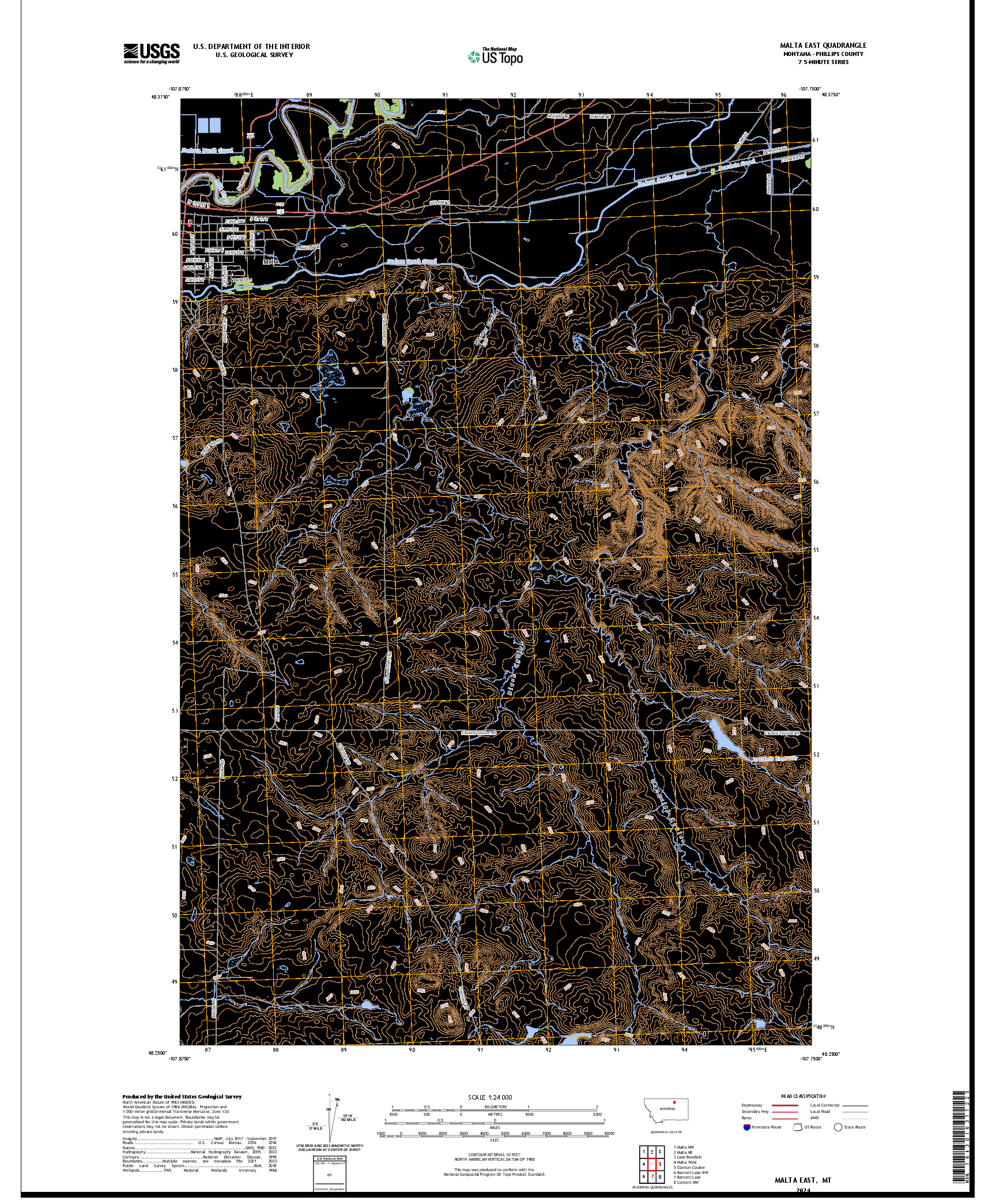 US TOPO 7.5-MINUTE MAP FOR MALTA EAST, MT