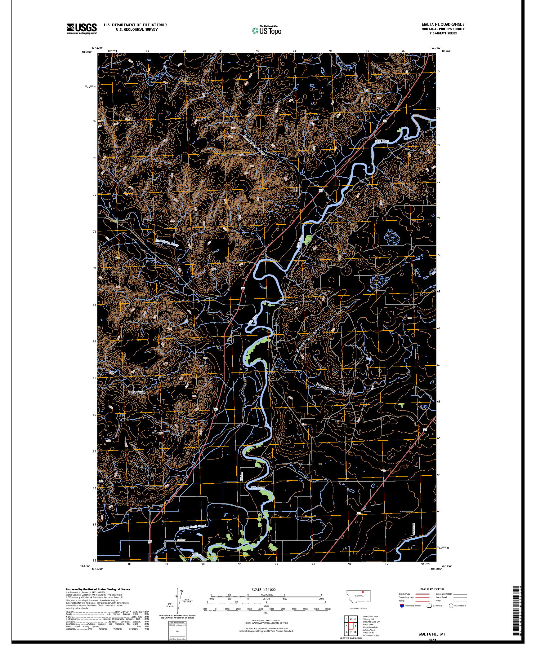 US TOPO 7.5-MINUTE MAP FOR MALTA NE, MT