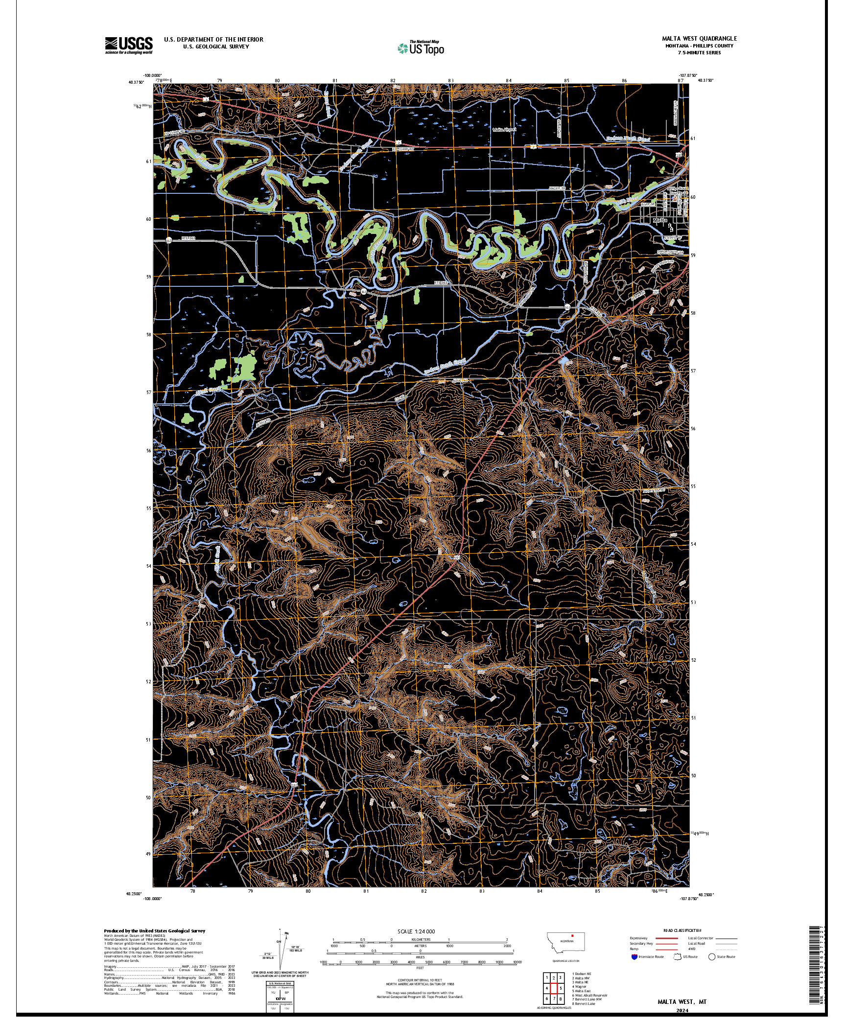 US TOPO 7.5-MINUTE MAP FOR MALTA WEST, MT