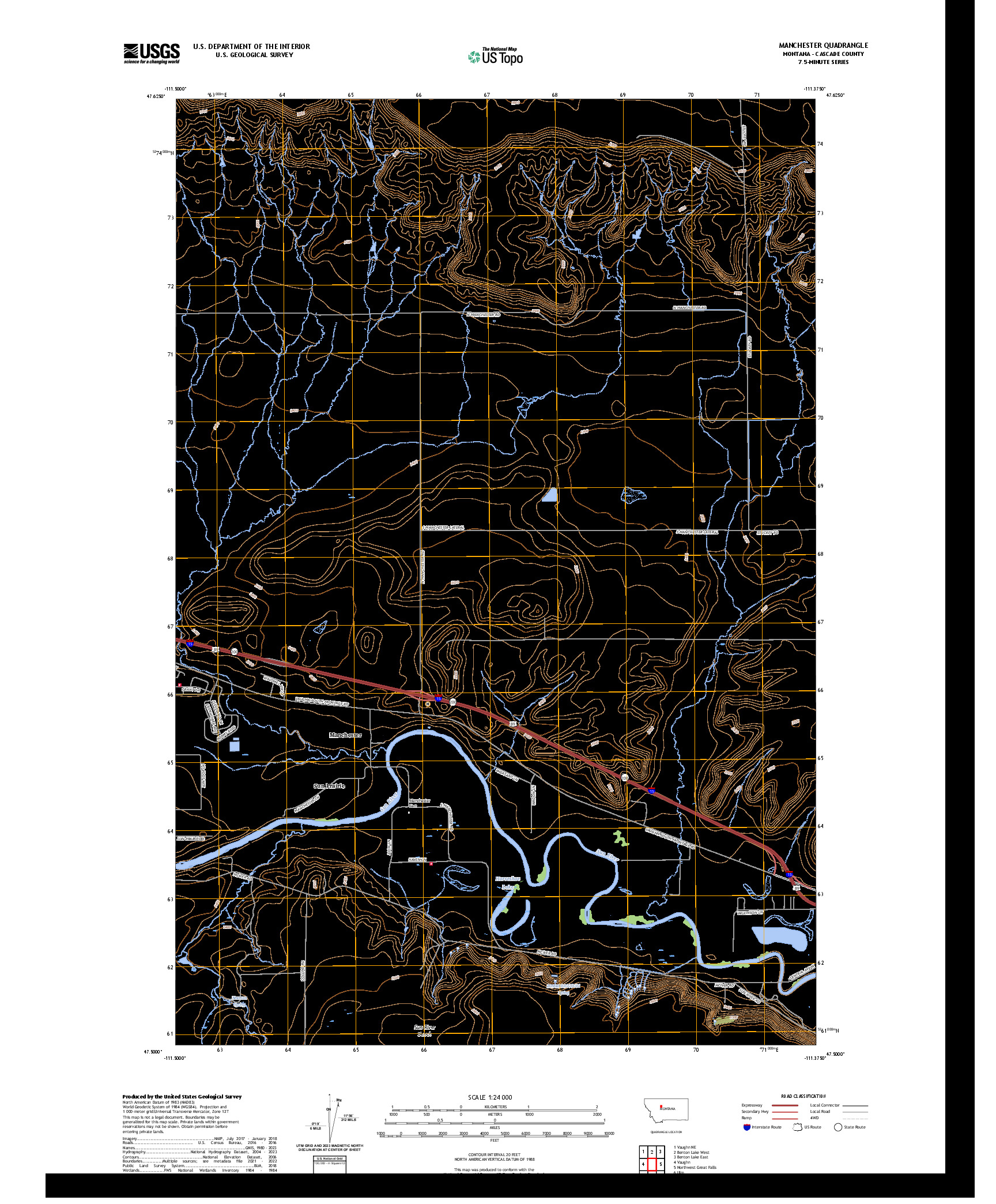 US TOPO 7.5-MINUTE MAP FOR MANCHESTER, MT