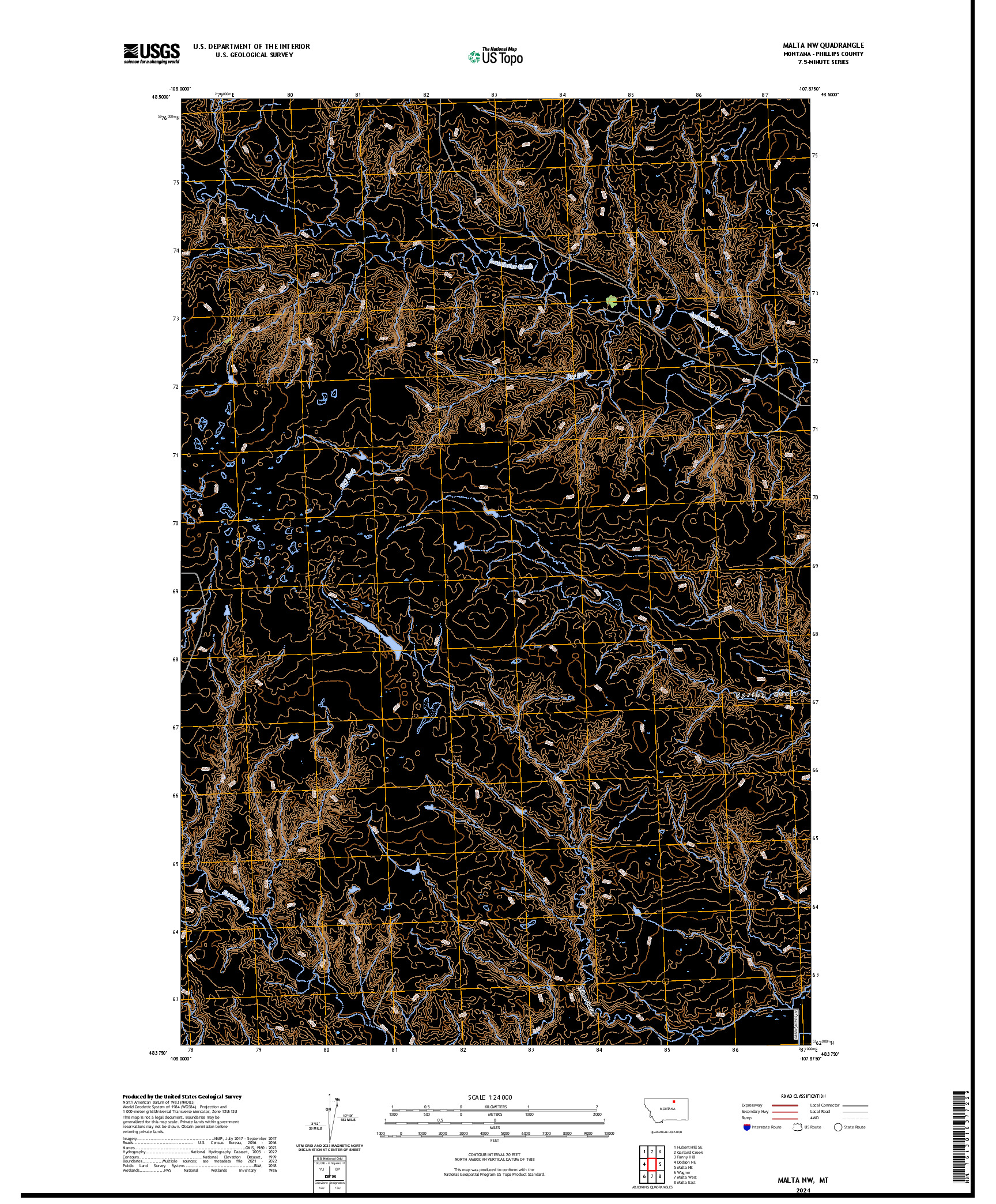 US TOPO 7.5-MINUTE MAP FOR MALTA NW, MT