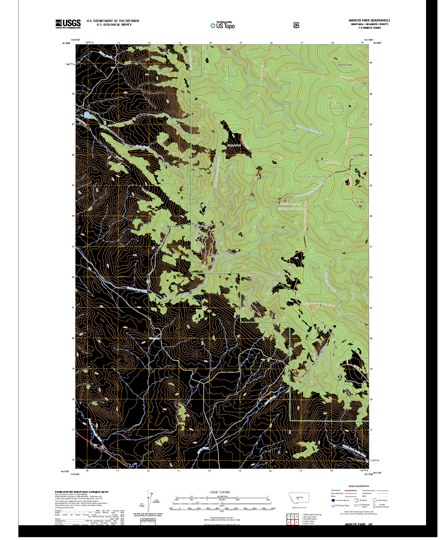 US TOPO 7.5-MINUTE MAP FOR MANGER PARK, MT