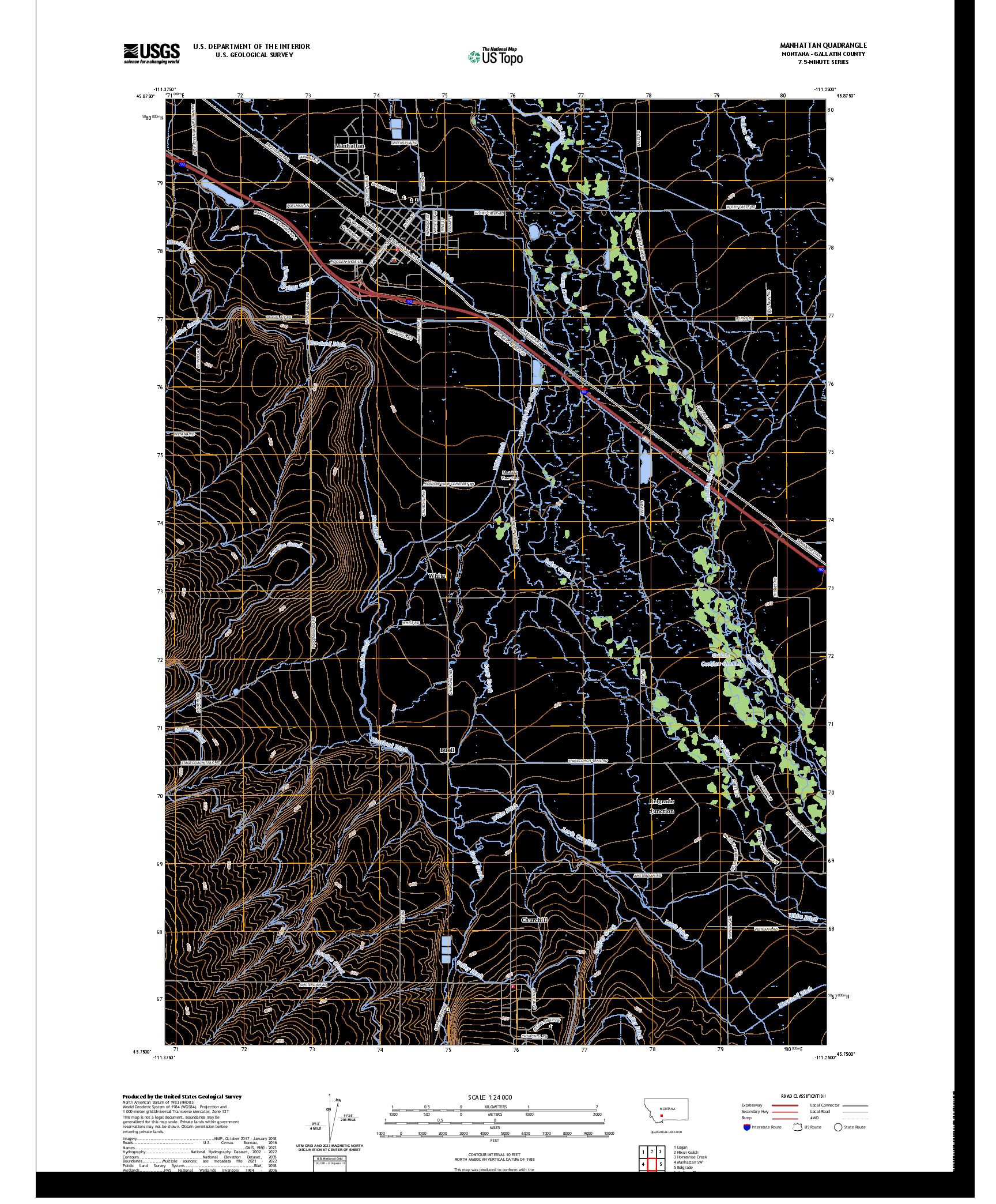 US TOPO 7.5-MINUTE MAP FOR MANHATTAN, MT