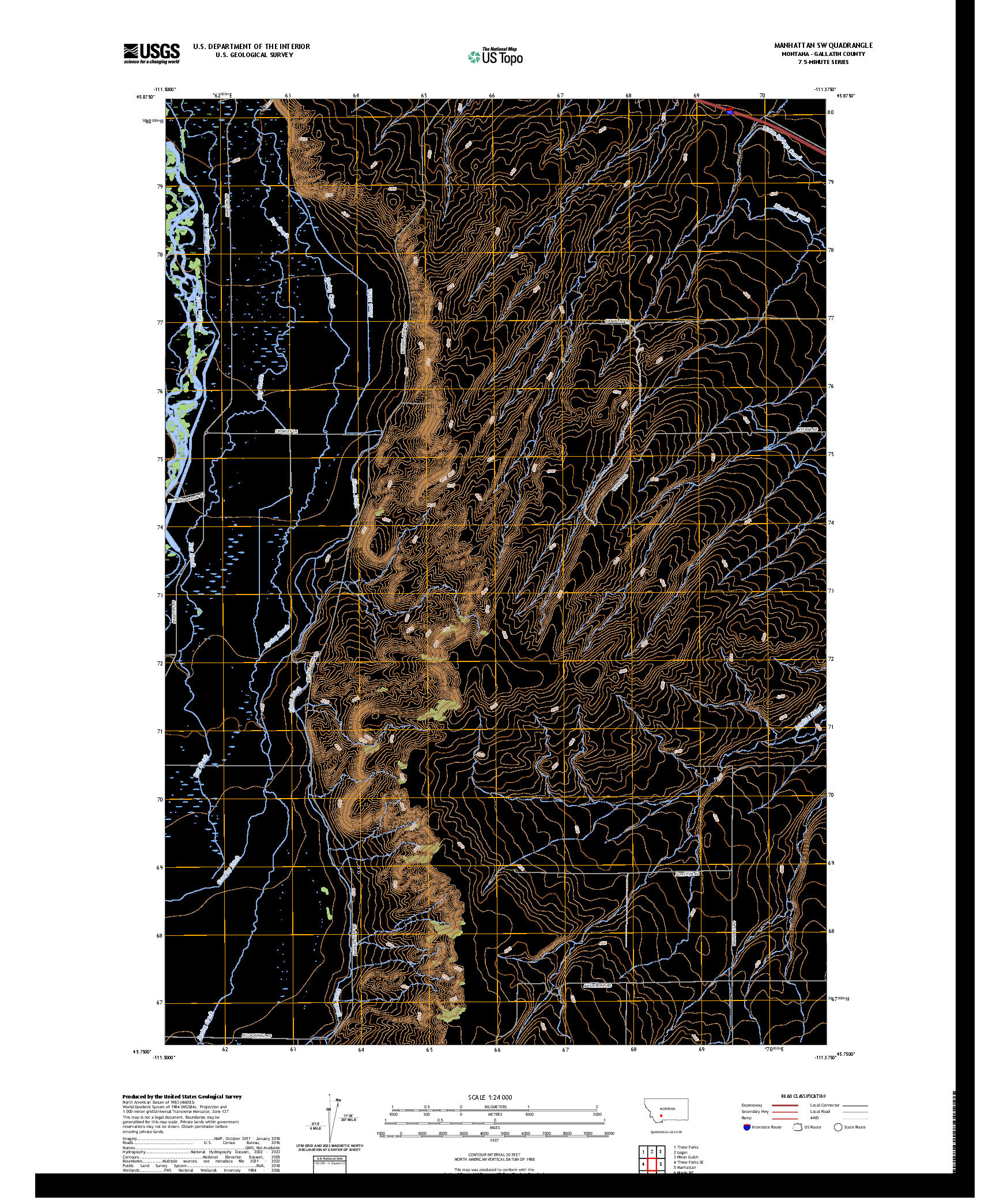 US TOPO 7.5-MINUTE MAP FOR MANHATTAN SW, MT