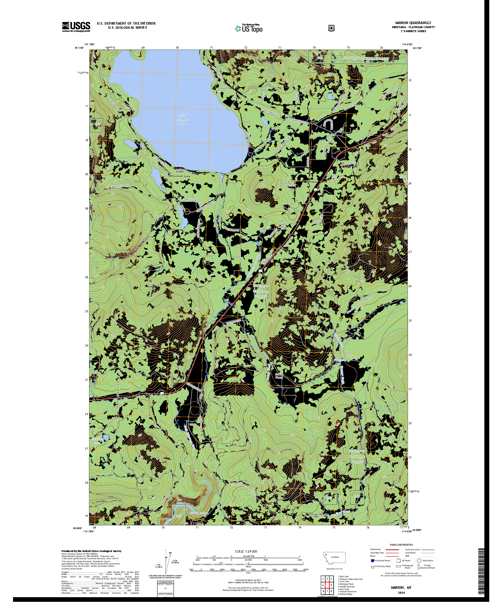 US TOPO 7.5-MINUTE MAP FOR MARION, MT