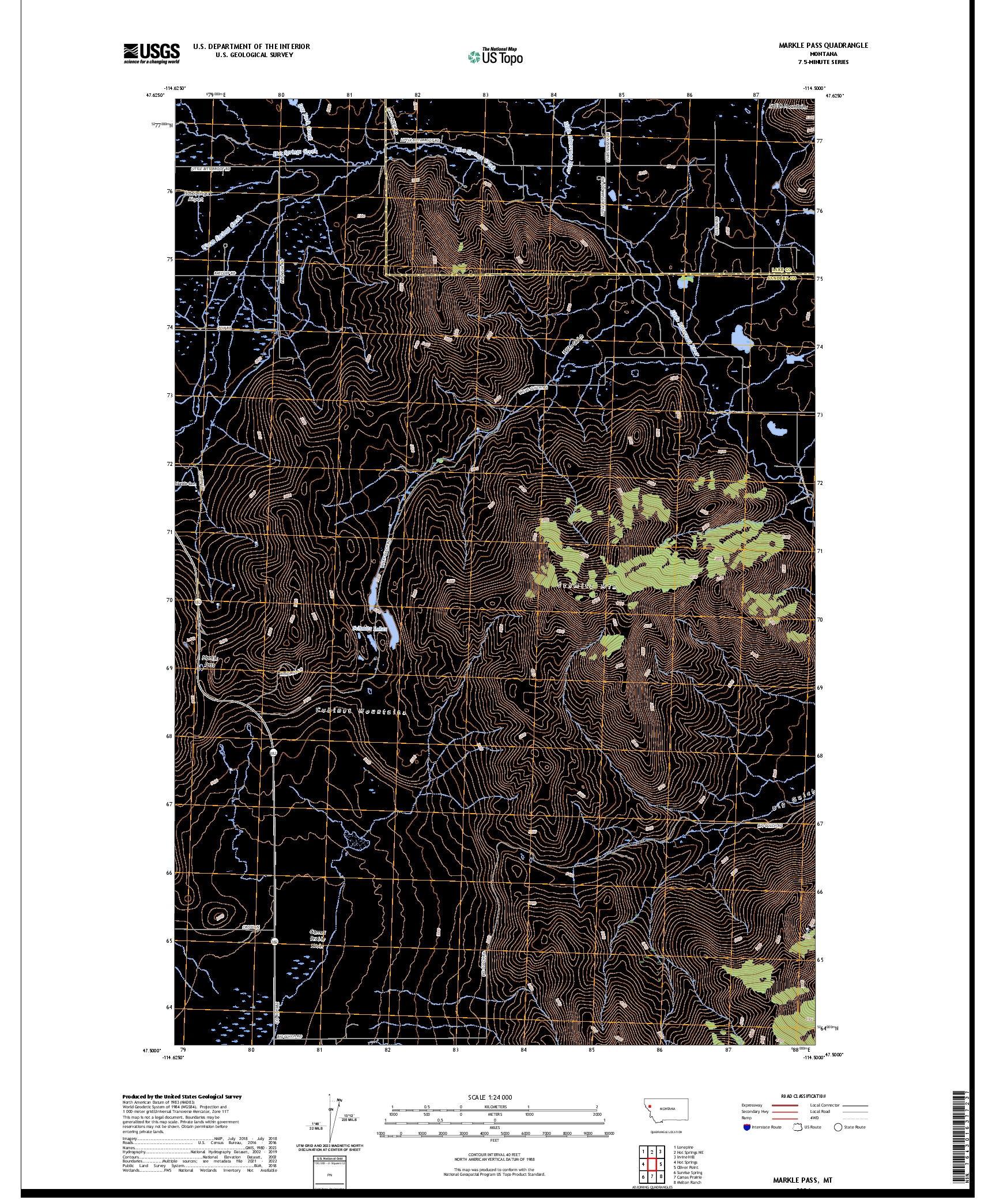 US TOPO 7.5-MINUTE MAP FOR MARKLE PASS, MT