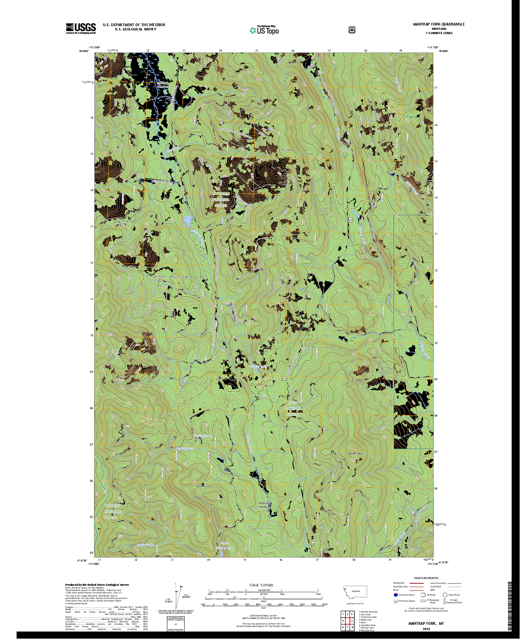 US TOPO 7.5-MINUTE MAP FOR MANTRAP FORK, MT