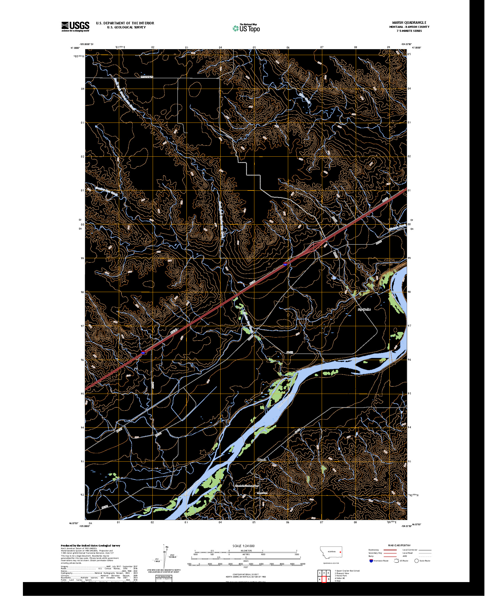 US TOPO 7.5-MINUTE MAP FOR MARSH, MT