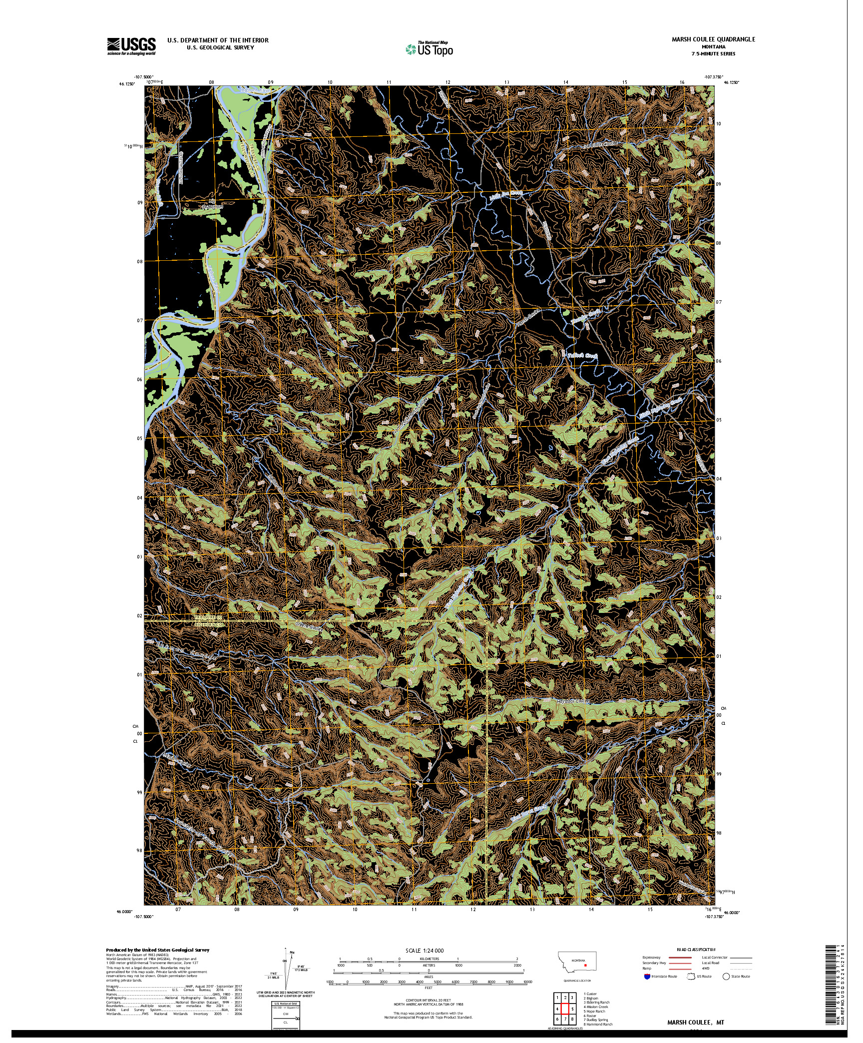 US TOPO 7.5-MINUTE MAP FOR MARSH COULEE, MT