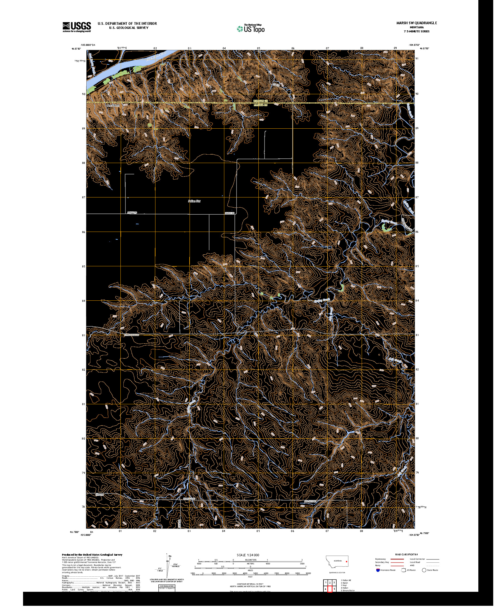 US TOPO 7.5-MINUTE MAP FOR MARSH SW, MT