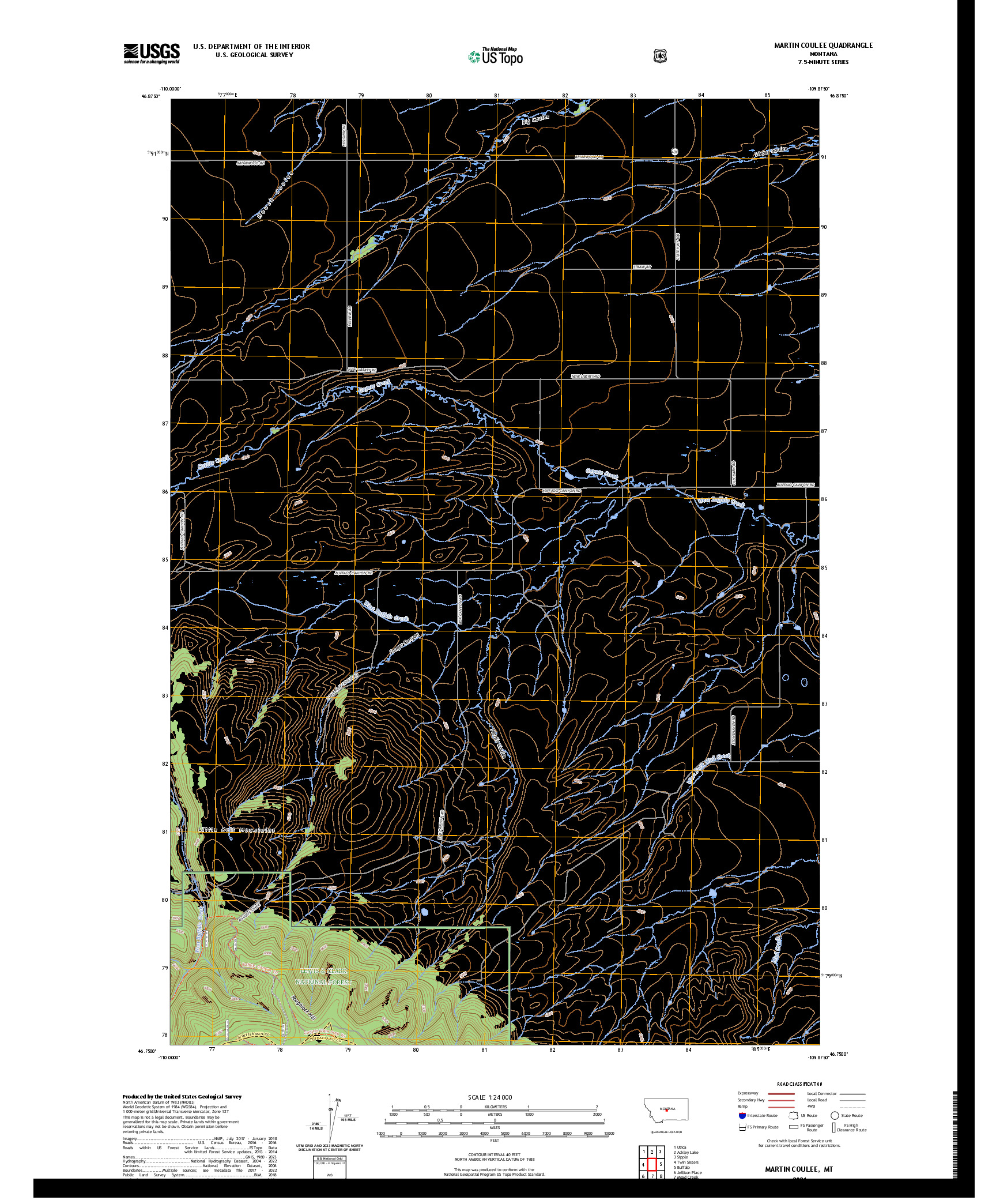 US TOPO 7.5-MINUTE MAP FOR MARTIN COULEE, MT