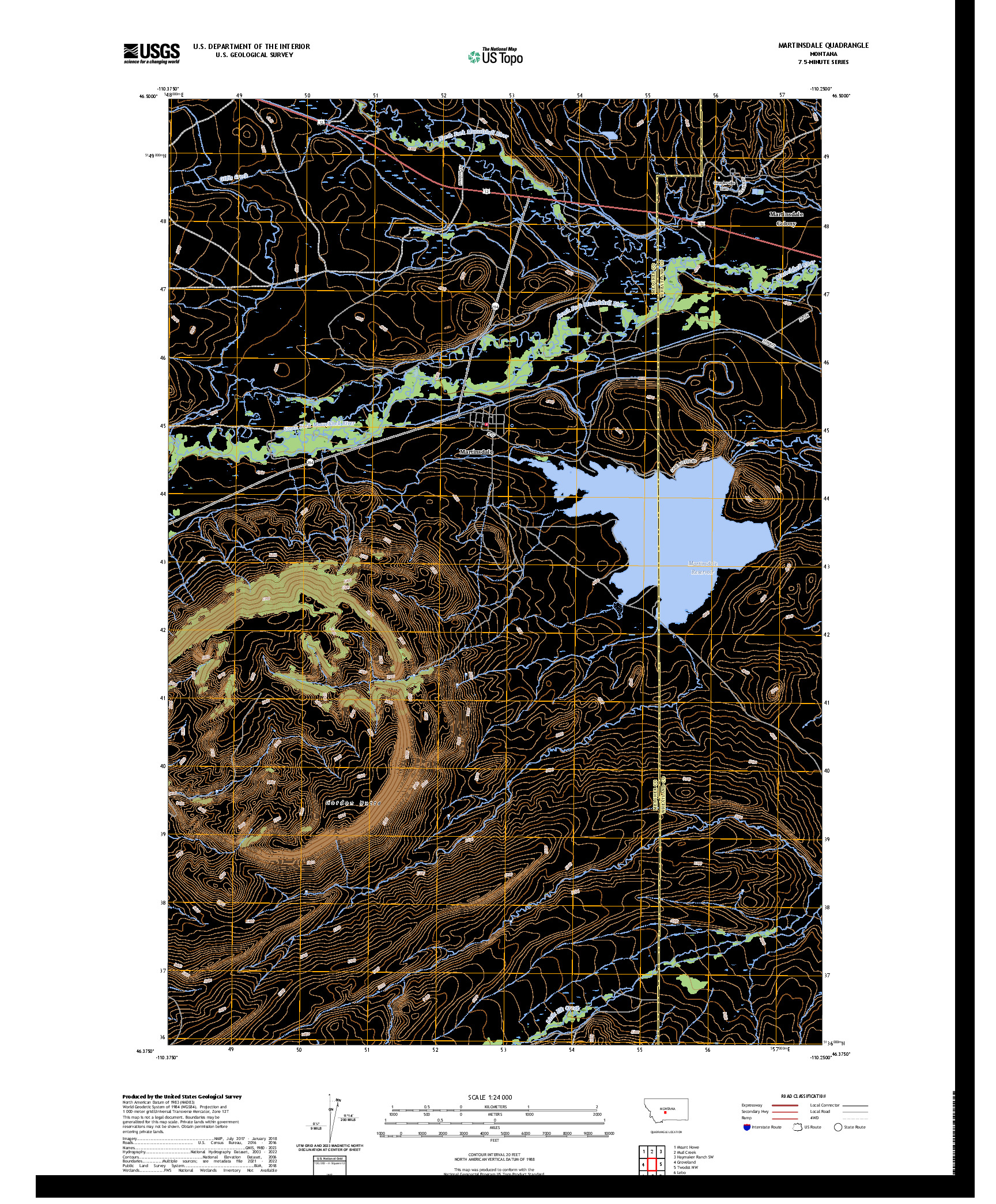 US TOPO 7.5-MINUTE MAP FOR MARTINSDALE, MT