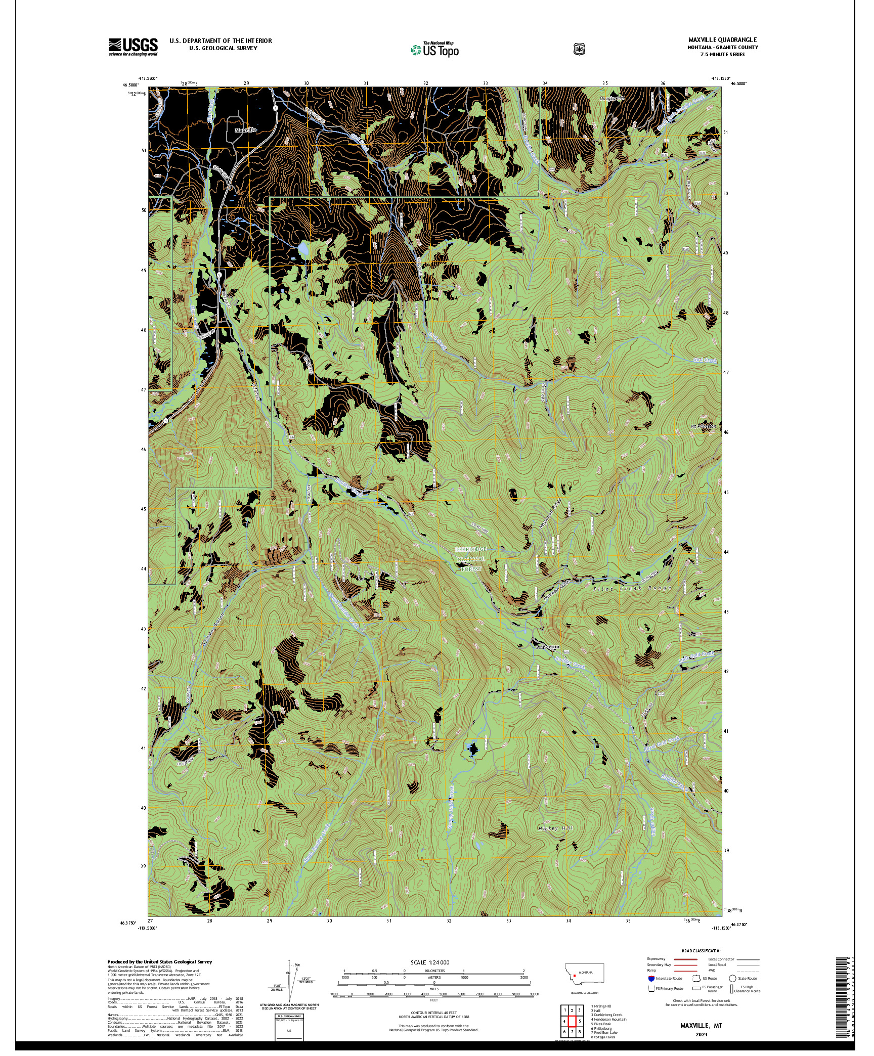 US TOPO 7.5-MINUTE MAP FOR MAXVILLE, MT
