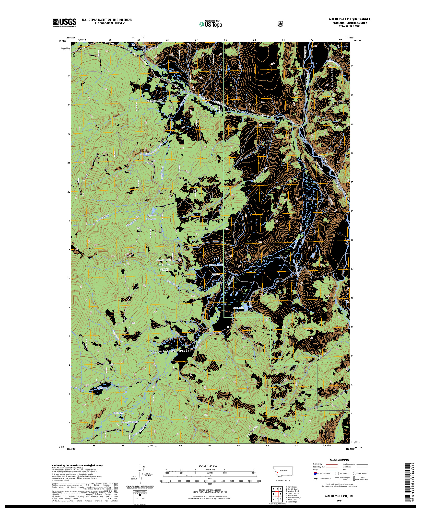 US TOPO 7.5-MINUTE MAP FOR MAUKEY GULCH, MT