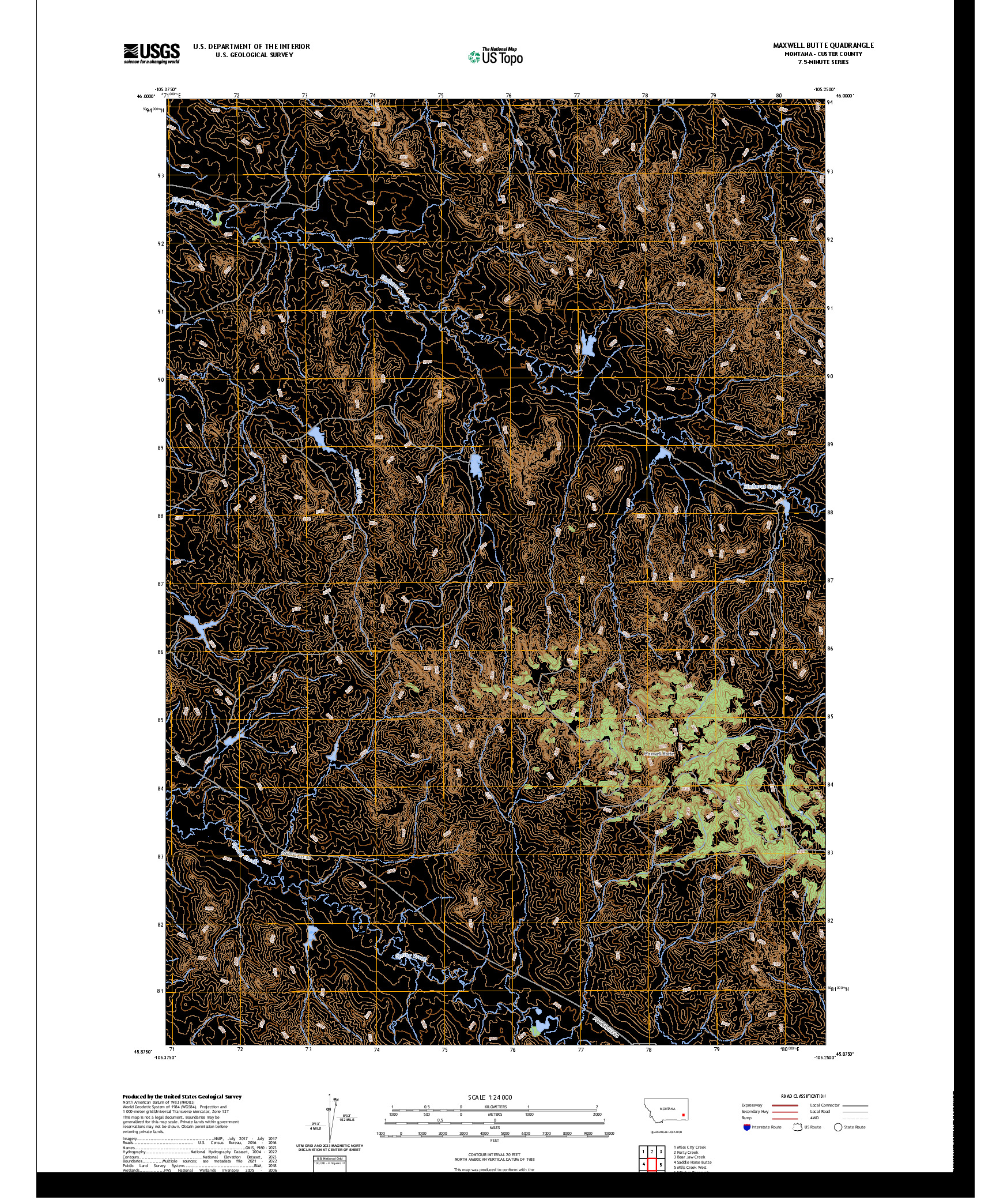 US TOPO 7.5-MINUTE MAP FOR MAXWELL BUTTE, MT