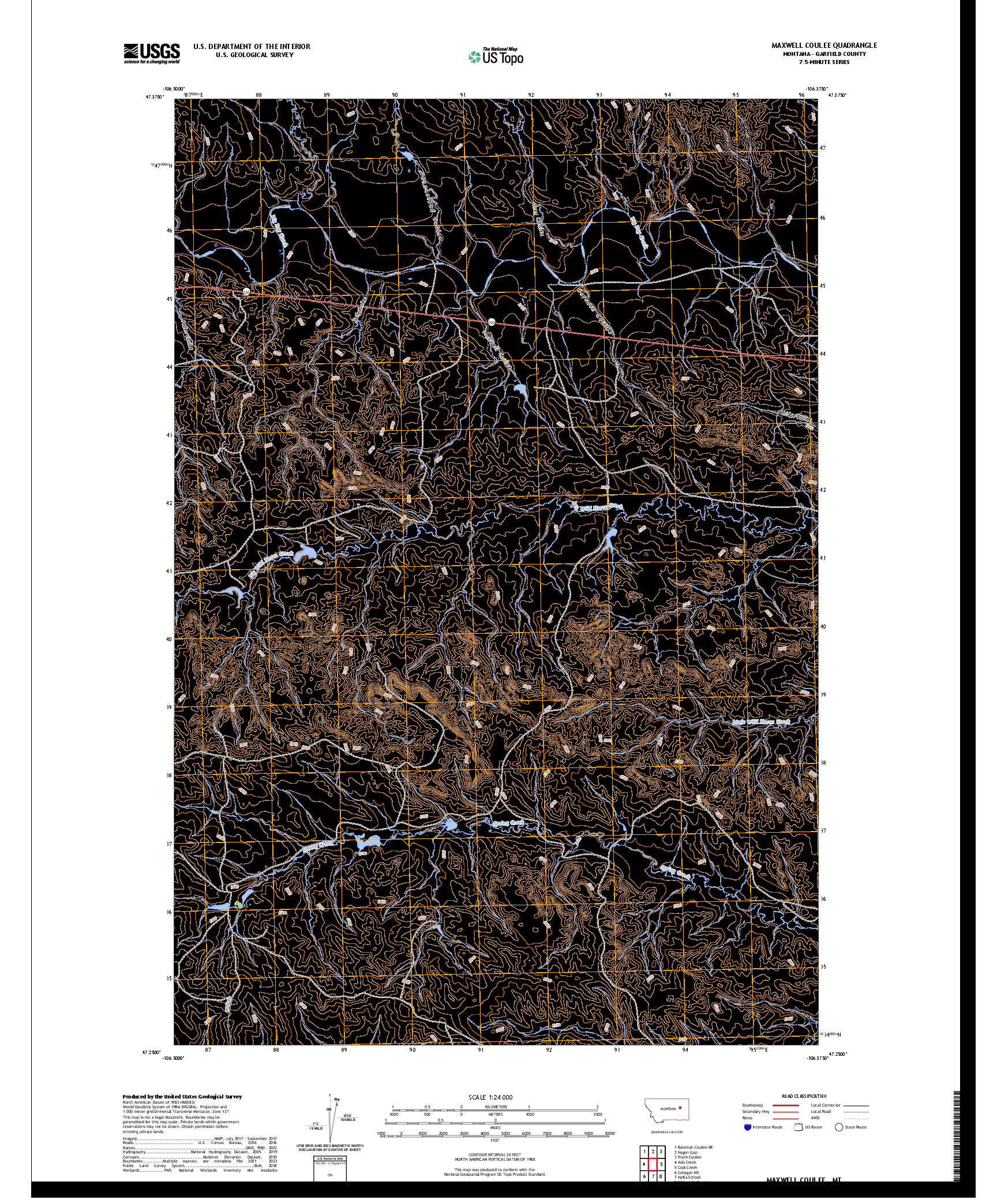 US TOPO 7.5-MINUTE MAP FOR MAXWELL COULEE, MT
